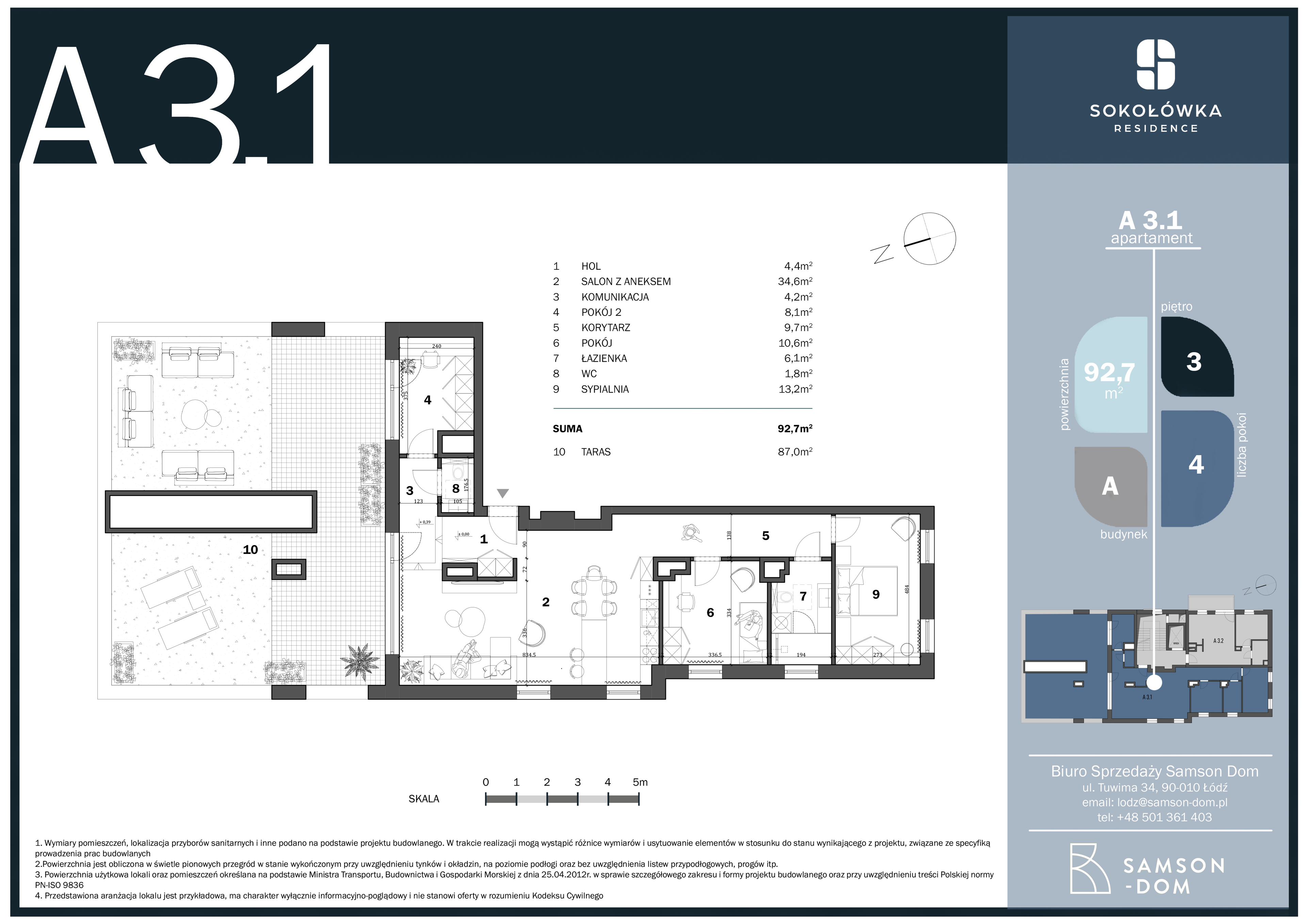 Mieszkanie 92,70 m², piętro 3, oferta nr A3.1, Sokołówka Residence, Łódź, Bałuty, Julianów, ul. św. Teresy od Dzieciątka Jezus-idx