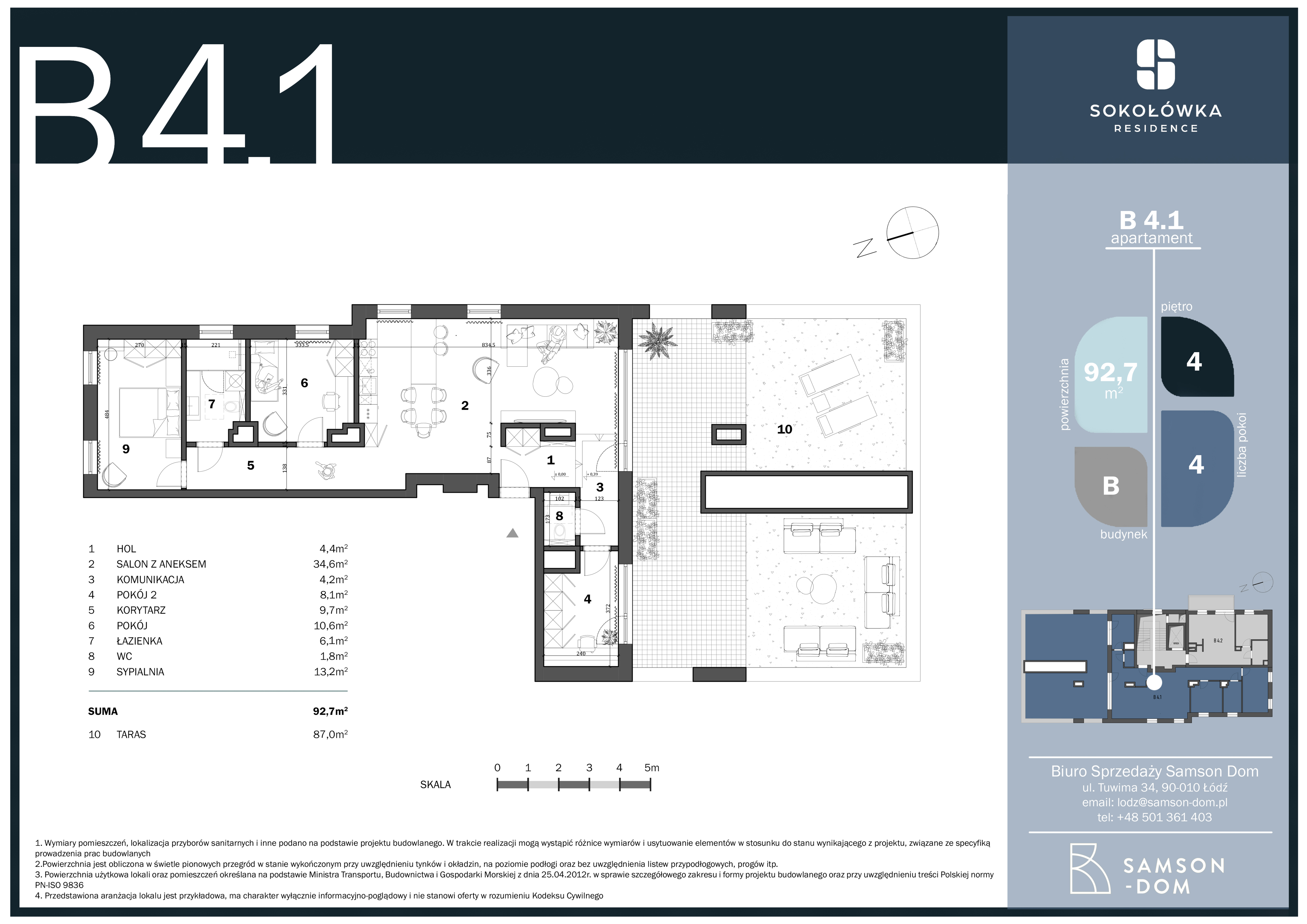 Mieszkanie 92,70 m², piętro 4, oferta nr B4.1, Sokołówka Residence, Łódź, Bałuty, Julianów, ul. św. Teresy od Dzieciątka Jezus-idx