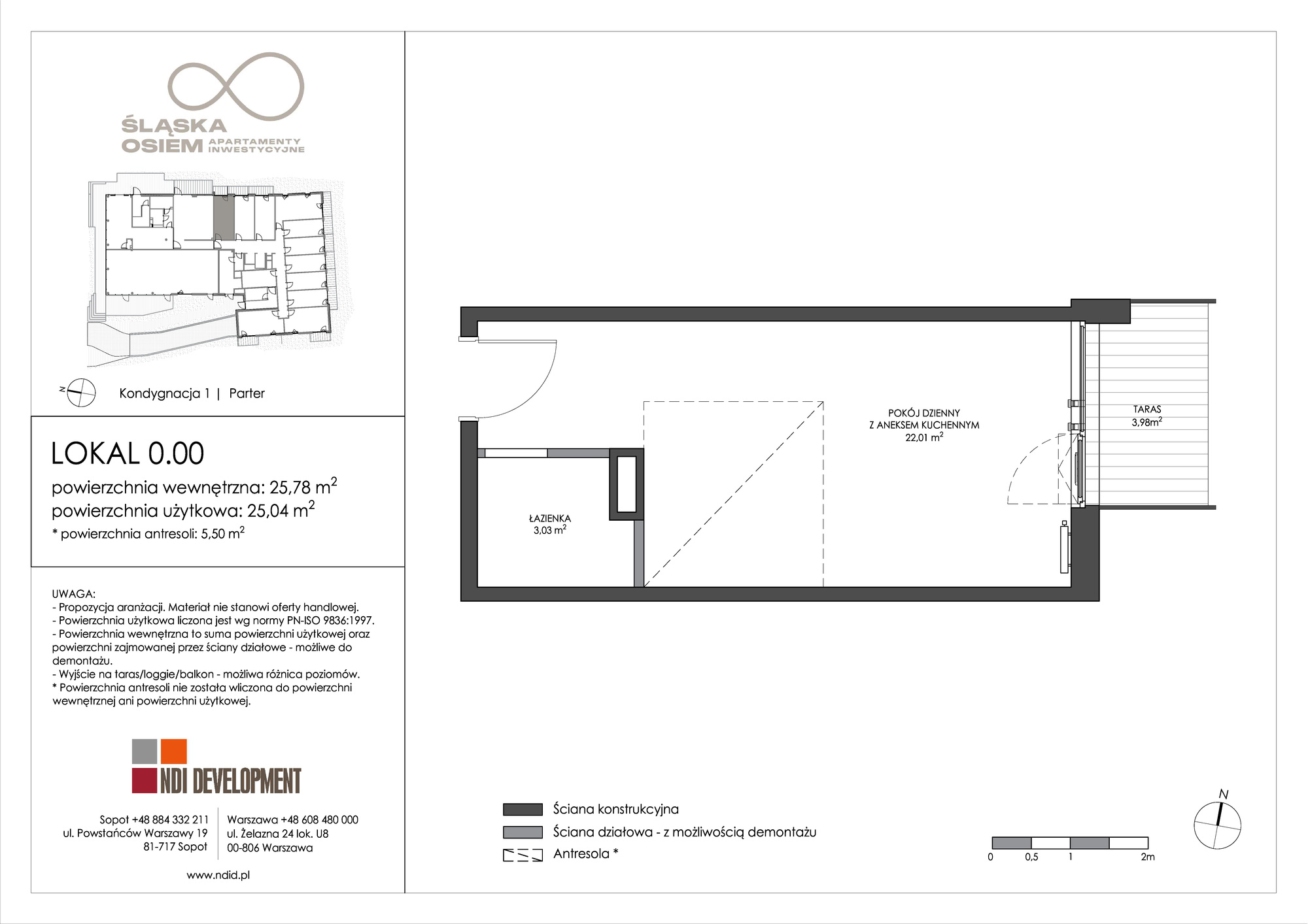 Apartament inwestycyjny 25,78 m², parter, oferta nr 0.00, Śląska Osiem, Gdańsk, Przymorze, ul. Śląska 8-idx