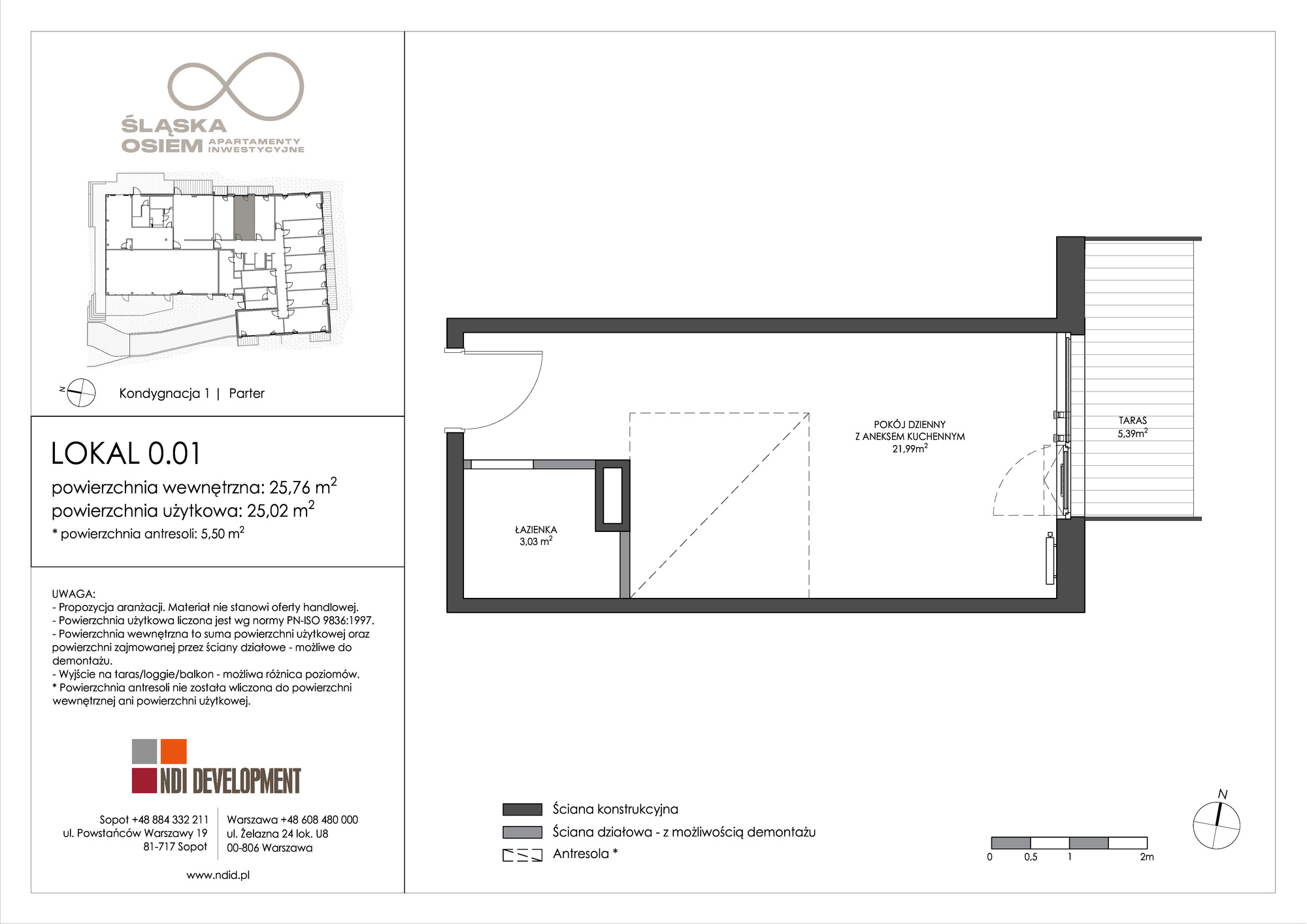 Apartament inwestycyjny 25,76 m², parter, oferta nr 0.01, Śląska Osiem, Gdańsk, Przymorze, ul. Śląska 8-idx