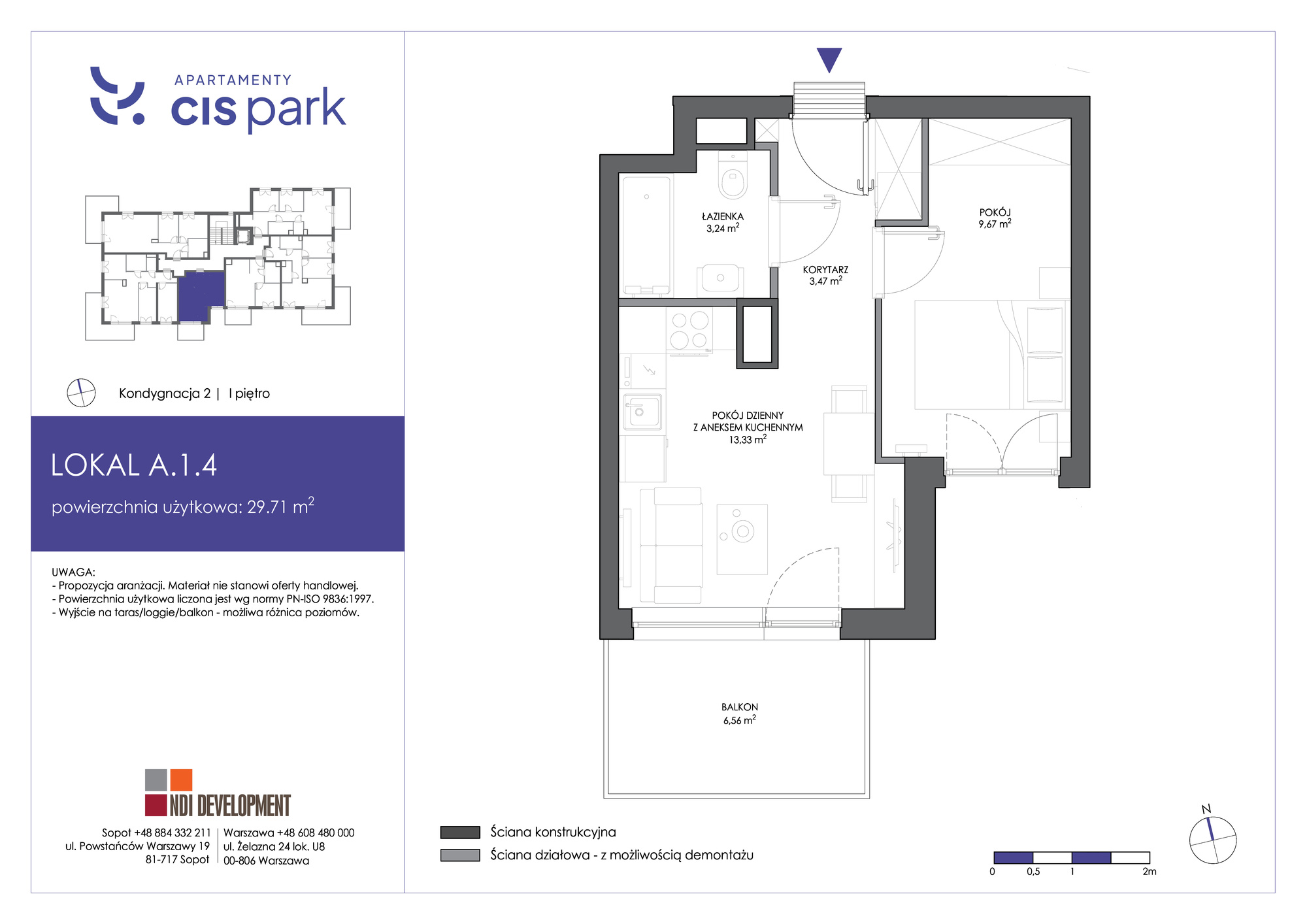 Mieszkanie 29,71 m², piętro 1, oferta nr A.1.4, Apartamenty Cis Park, Gdynia, Pustki Cisowskie-Demptowo, Pustki Cisowskie, ul. Chabrowa-idx