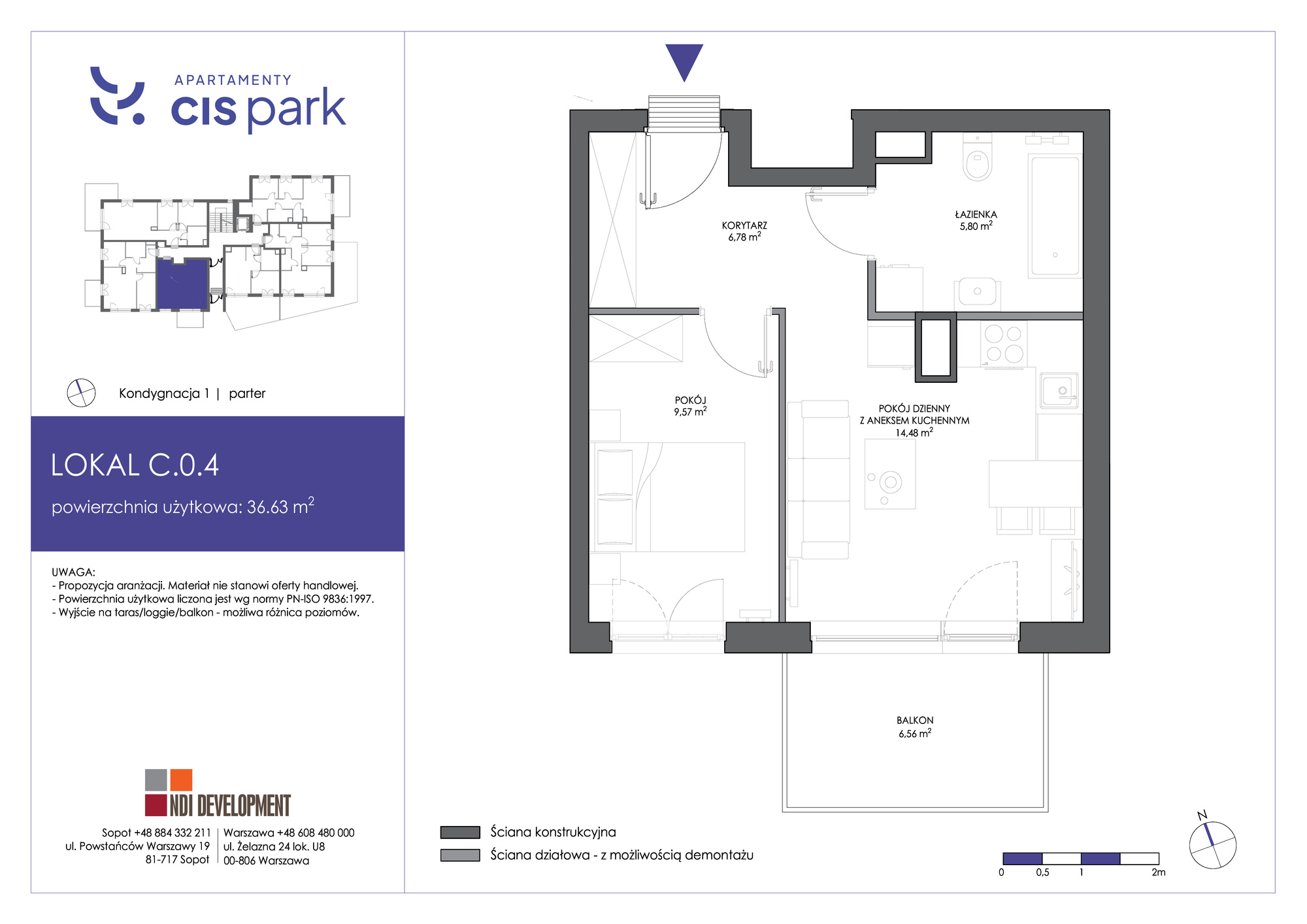 Mieszkanie 36,63 m², parter, oferta nr C.0.4, Apartamenty Cis Park, Gdynia, Pustki Cisowskie-Demptowo, Pustki Cisowskie, ul. Chabrowa-idx