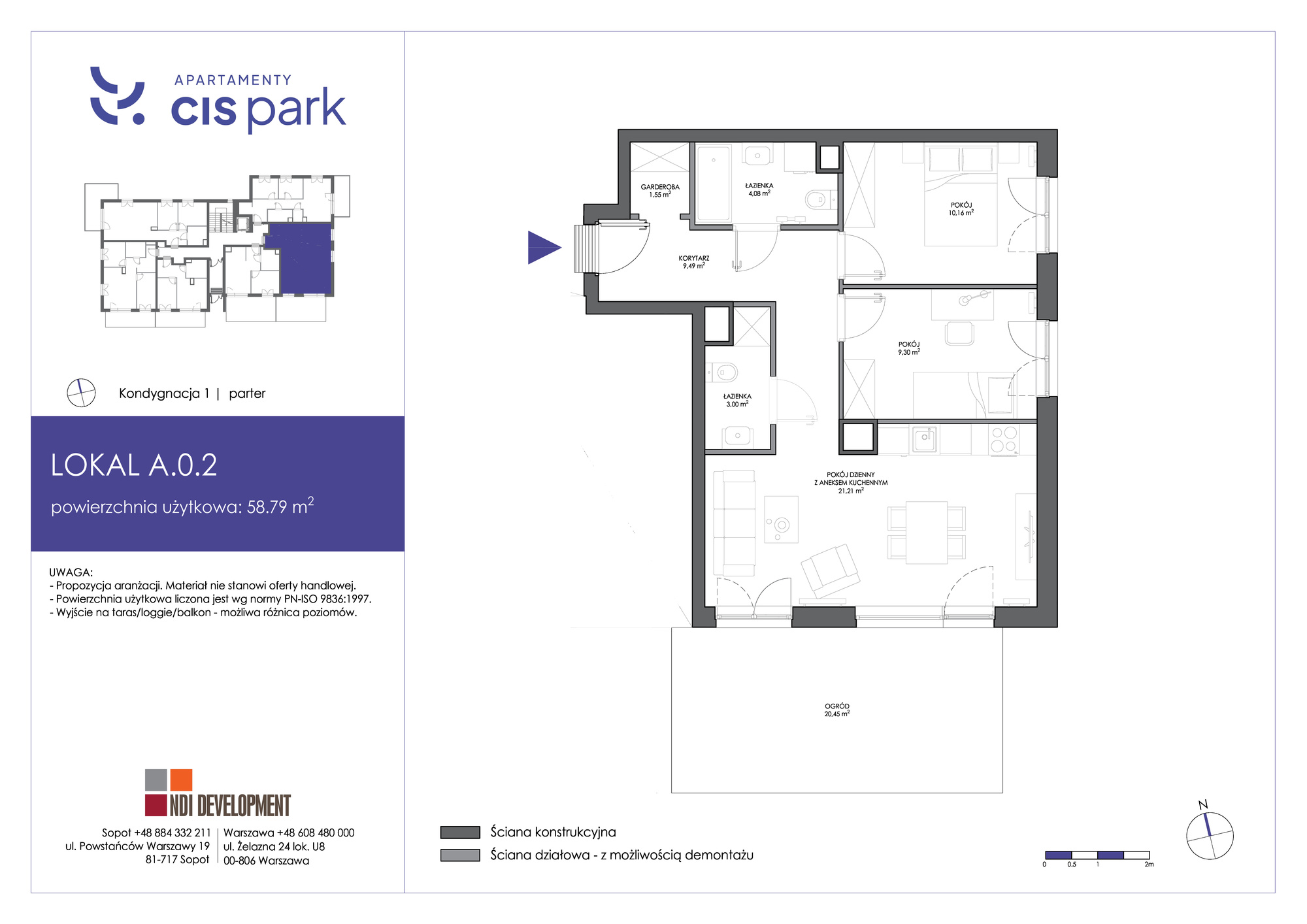 Mieszkanie 58,79 m², parter, oferta nr A.0.2, Apartamenty Cis Park, Gdynia, Pustki Cisowskie-Demptowo, Pustki Cisowskie, ul. Chabrowa-idx