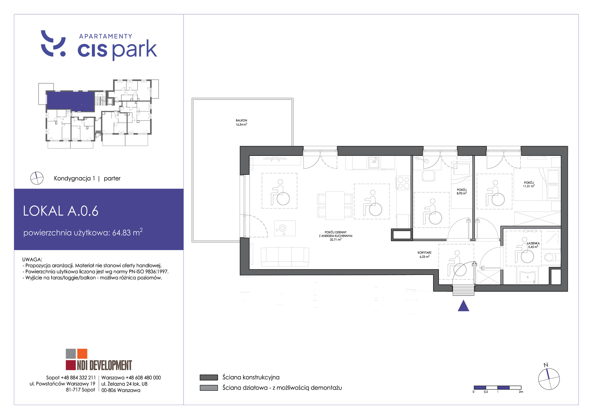 Mieszkanie 64,83 m², parter, oferta nr A.0.6, Apartamenty Cis Park, Gdynia, Pustki Cisowskie-Demptowo, Pustki Cisowskie, ul. Chabrowa-idx