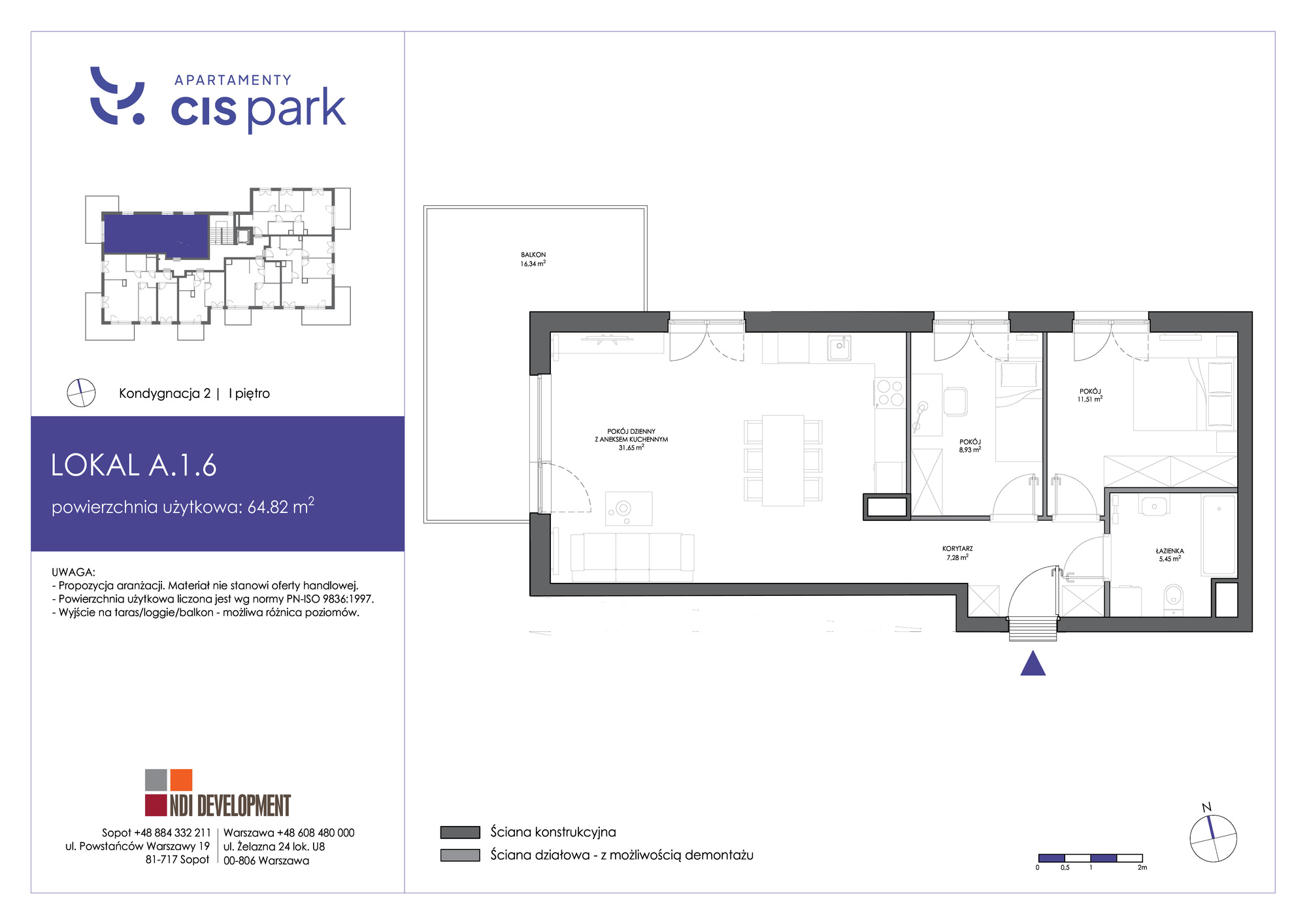 Mieszkanie 64,82 m², piętro 1, oferta nr A.1.6, Apartamenty Cis Park, Gdynia, Pustki Cisowskie-Demptowo, Pustki Cisowskie, ul. Chabrowa-idx