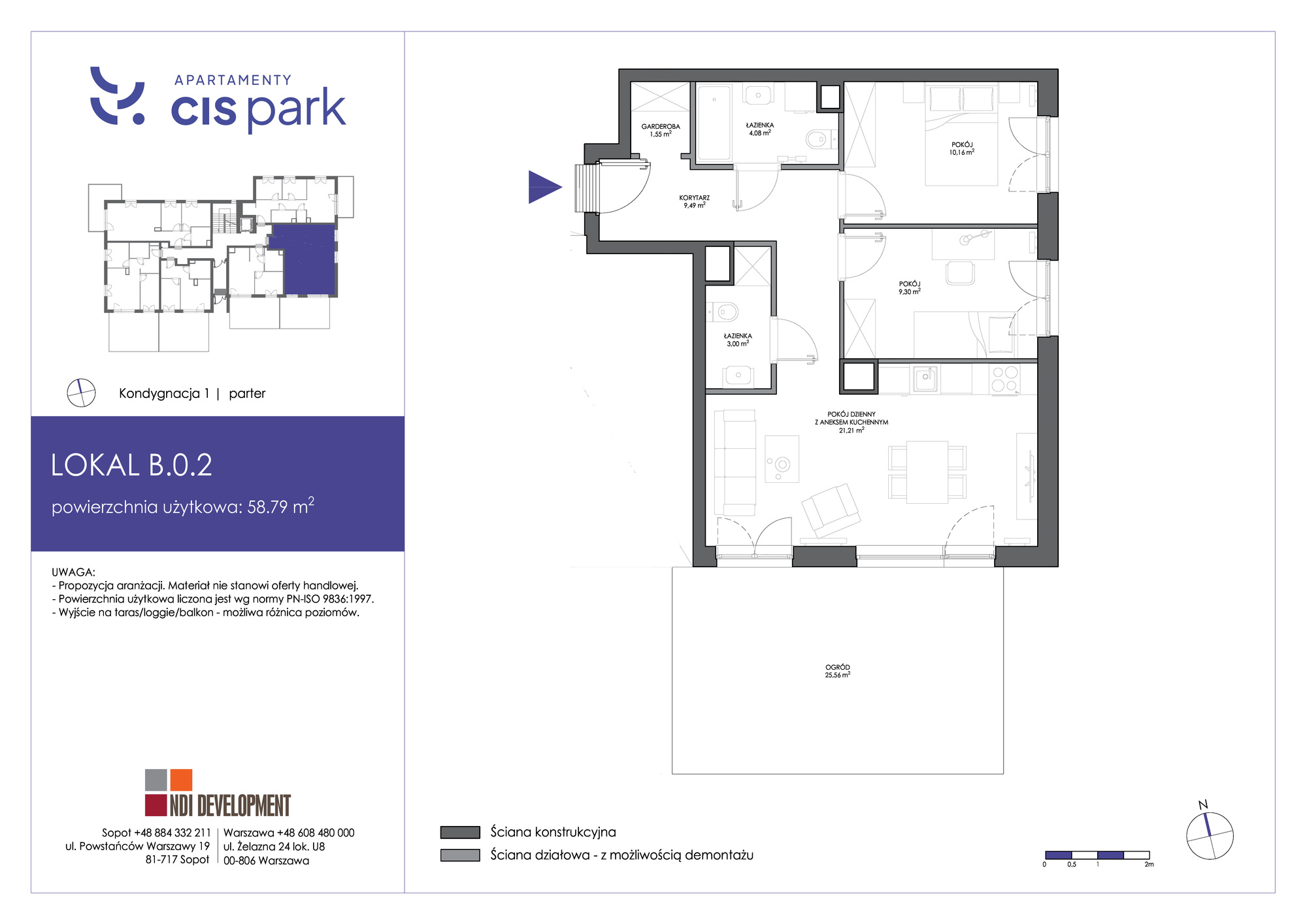 Mieszkanie 58,79 m², parter, oferta nr B.0.2, Apartamenty Cis Park, Gdynia, Pustki Cisowskie-Demptowo, Pustki Cisowskie, ul. Chabrowa-idx