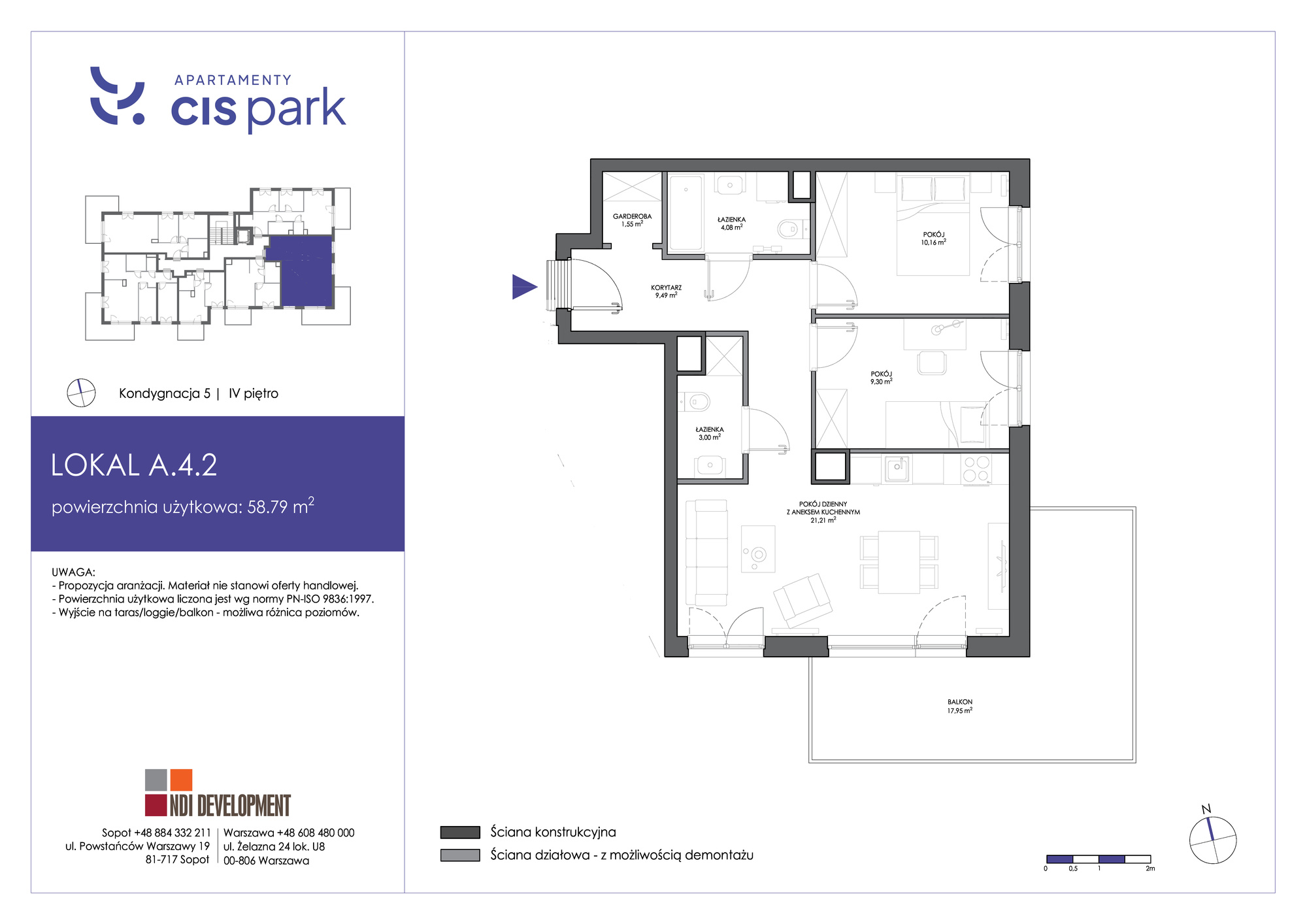 Mieszkanie 58,79 m², piętro 4, oferta nr B.4.2, Apartamenty Cis Park, Gdynia, Pustki Cisowskie-Demptowo, Pustki Cisowskie, ul. Chabrowa-idx