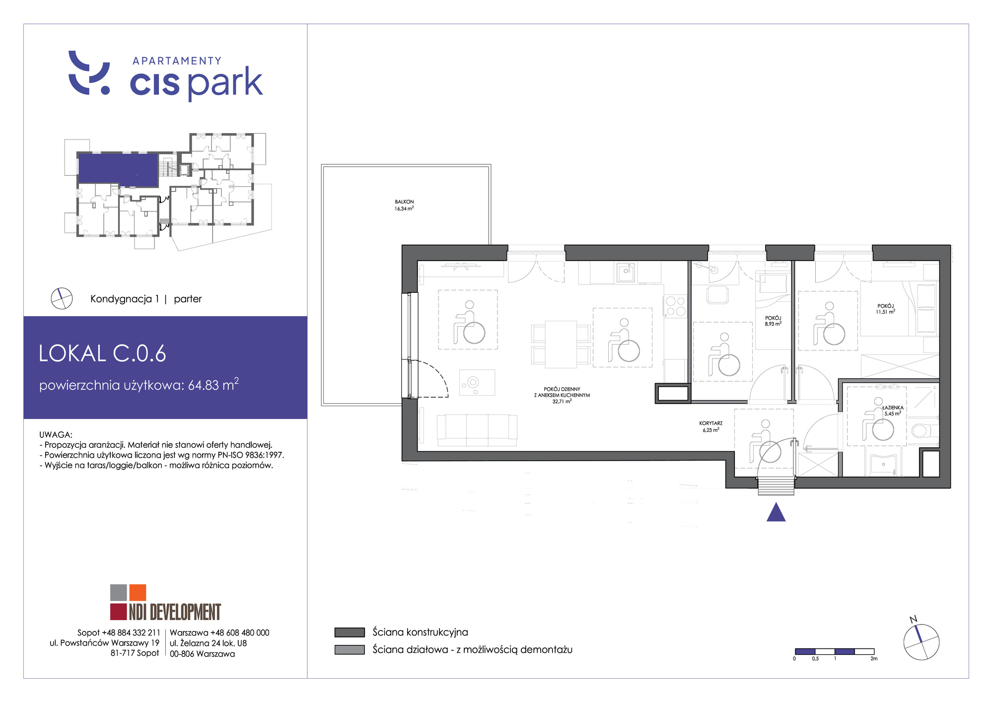 Mieszkanie 64,83 m², parter, oferta nr C.0.6, Apartamenty Cis Park, Gdynia, Pustki Cisowskie-Demptowo, Pustki Cisowskie, ul. Chabrowa-idx