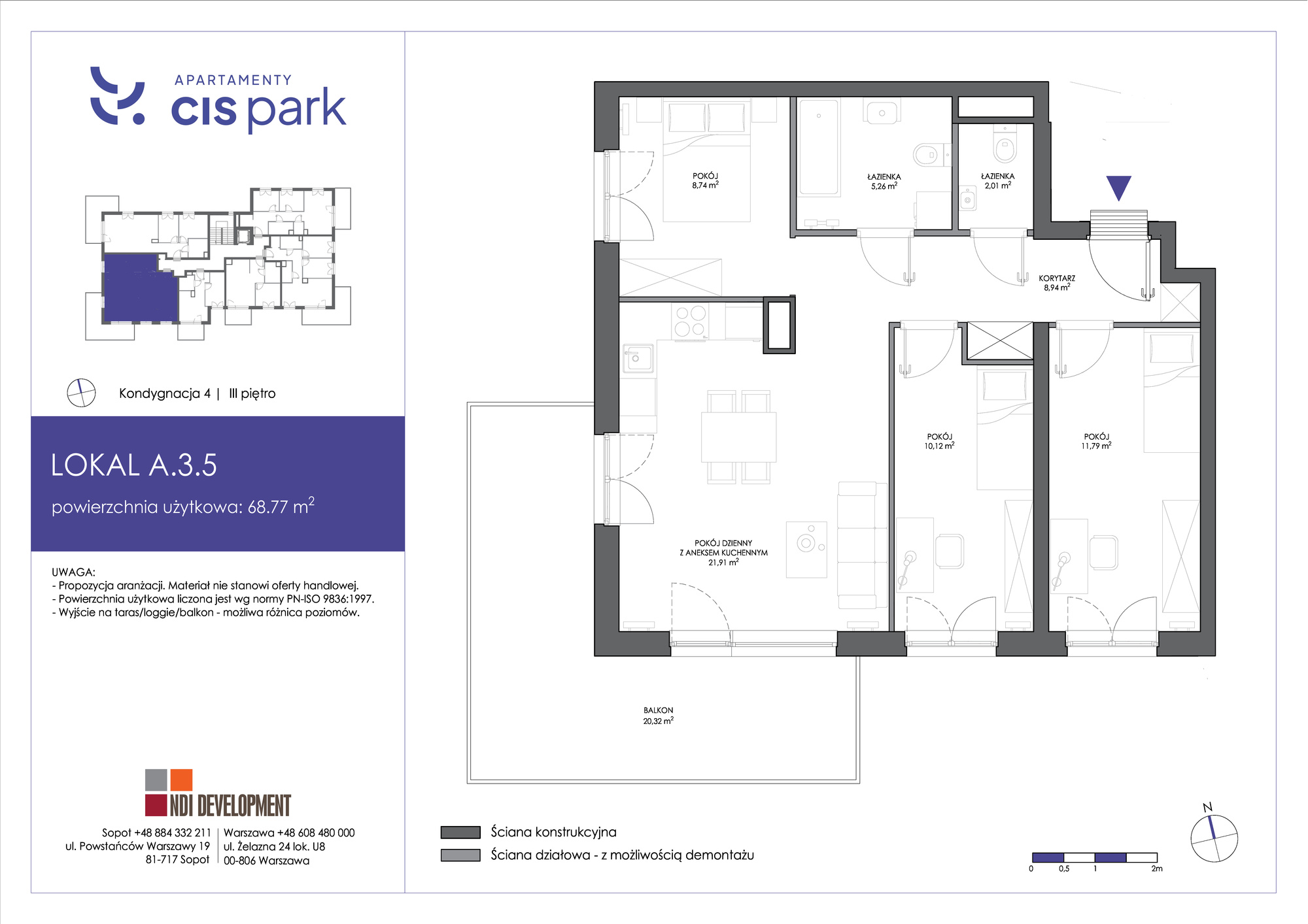 Mieszkanie 68,77 m², piętro 3, oferta nr A.3.5, Apartamenty Cis Park, Gdynia, Pustki Cisowskie-Demptowo, Pustki Cisowskie, ul. Chabrowa-idx