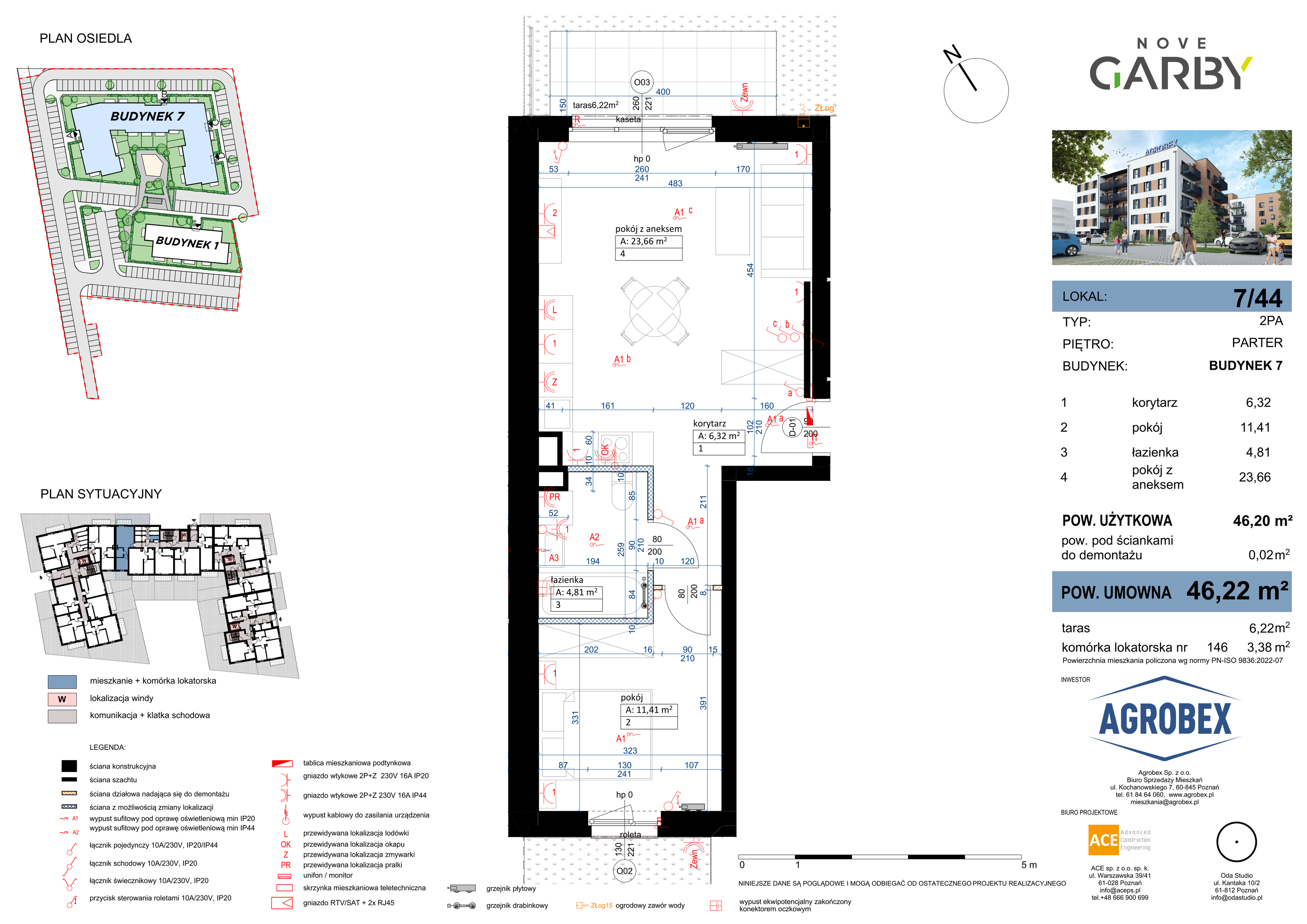 Mieszkanie 46,22 m², parter, oferta nr 7/M44, Nove Garby, Garby, ul. Tulecka-idx