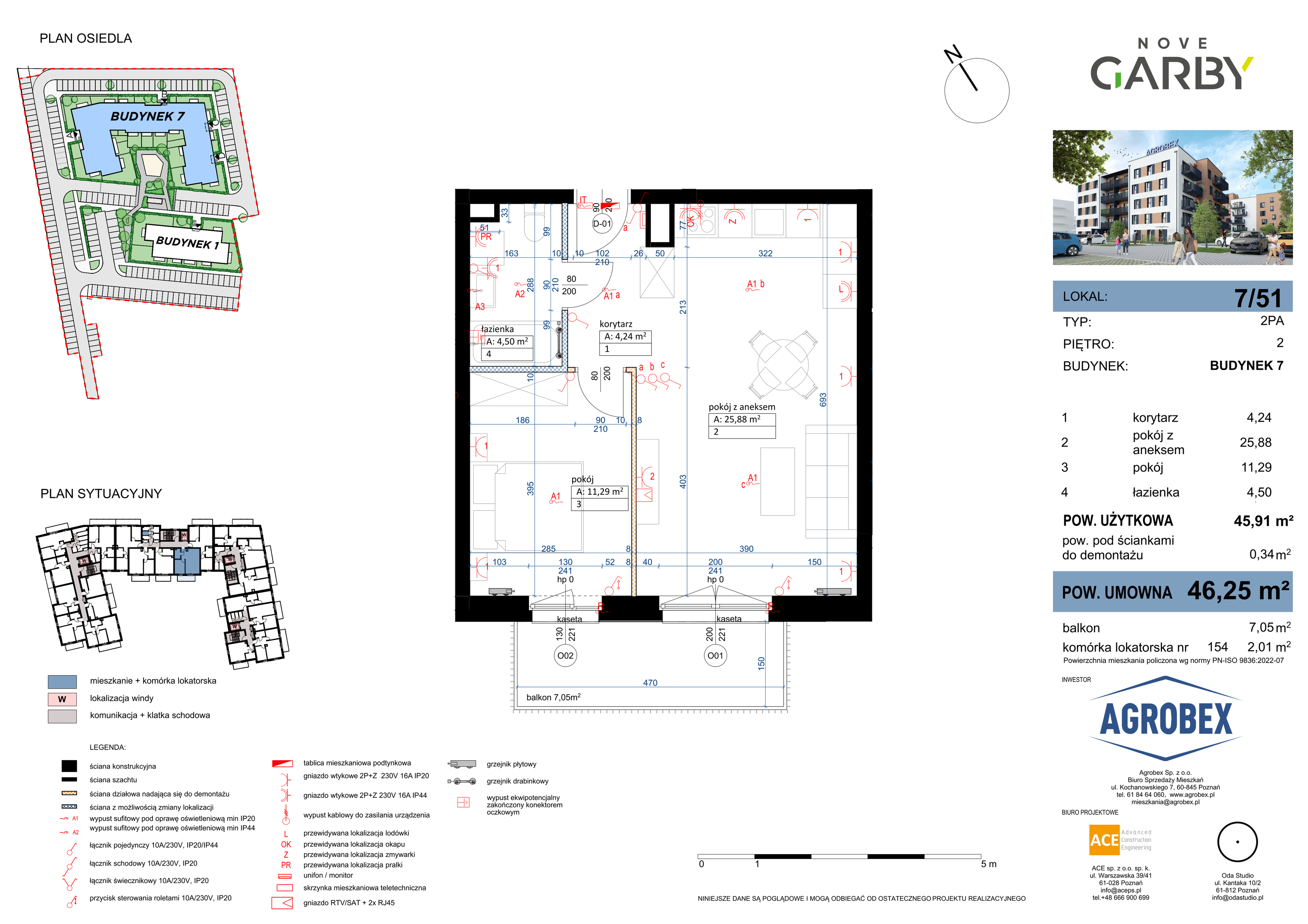 Mieszkanie 46,25 m², piętro 2, oferta nr 7/M51, Nove Garby, Garby, ul. Tulecka-idx