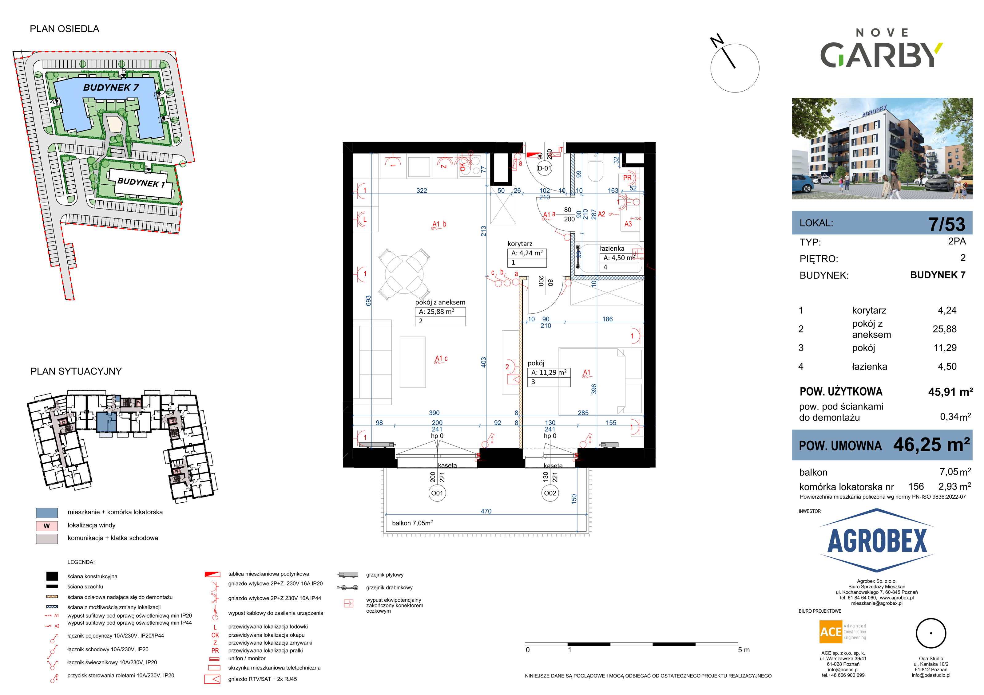 Mieszkanie 46,25 m², piętro 2, oferta nr 7/M53, Nove Garby, Garby, ul. Tulecka-idx