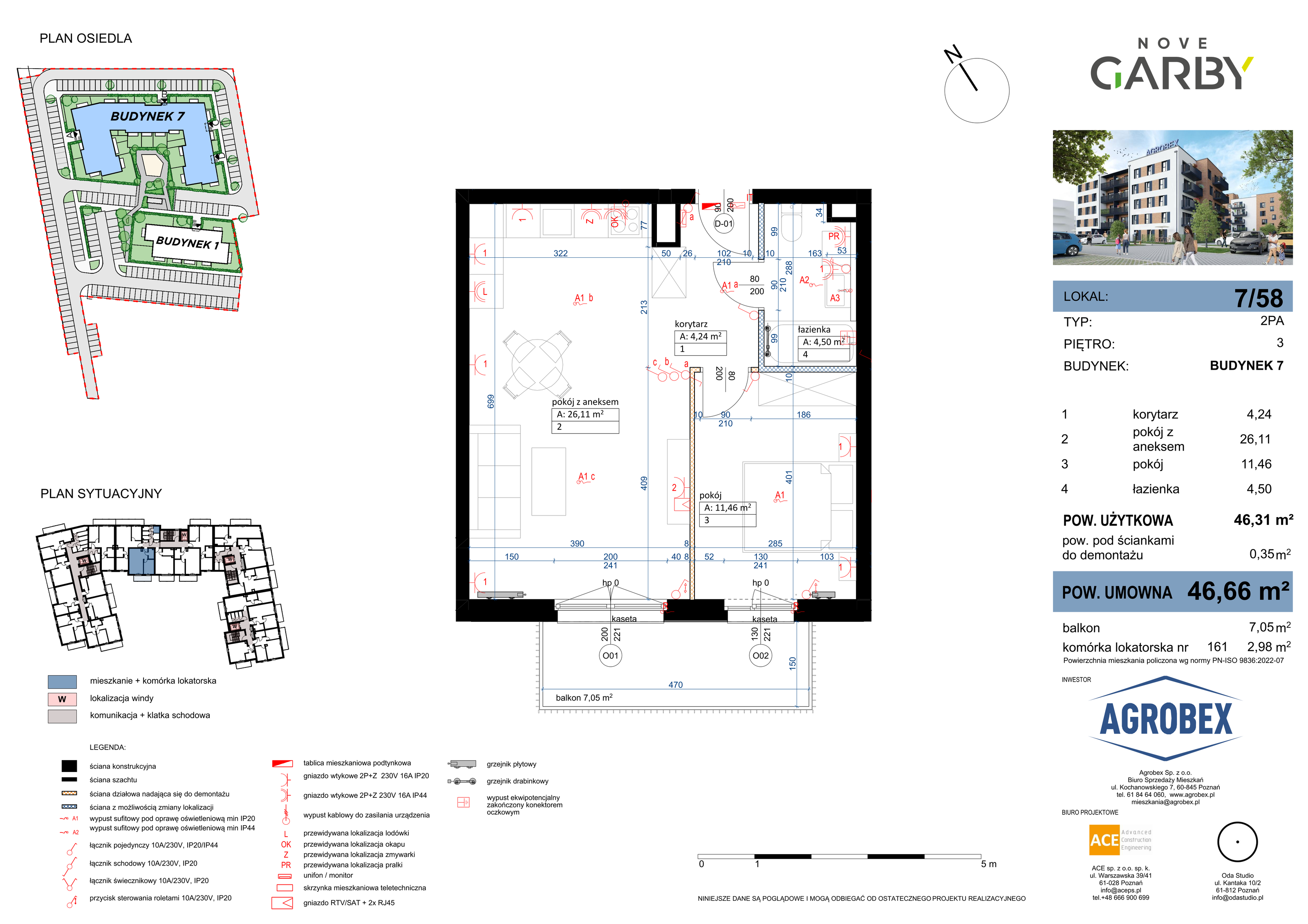 Mieszkanie 46,66 m², piętro 3, oferta nr 7/M58, Nove Garby, Garby, ul. Tulecka-idx