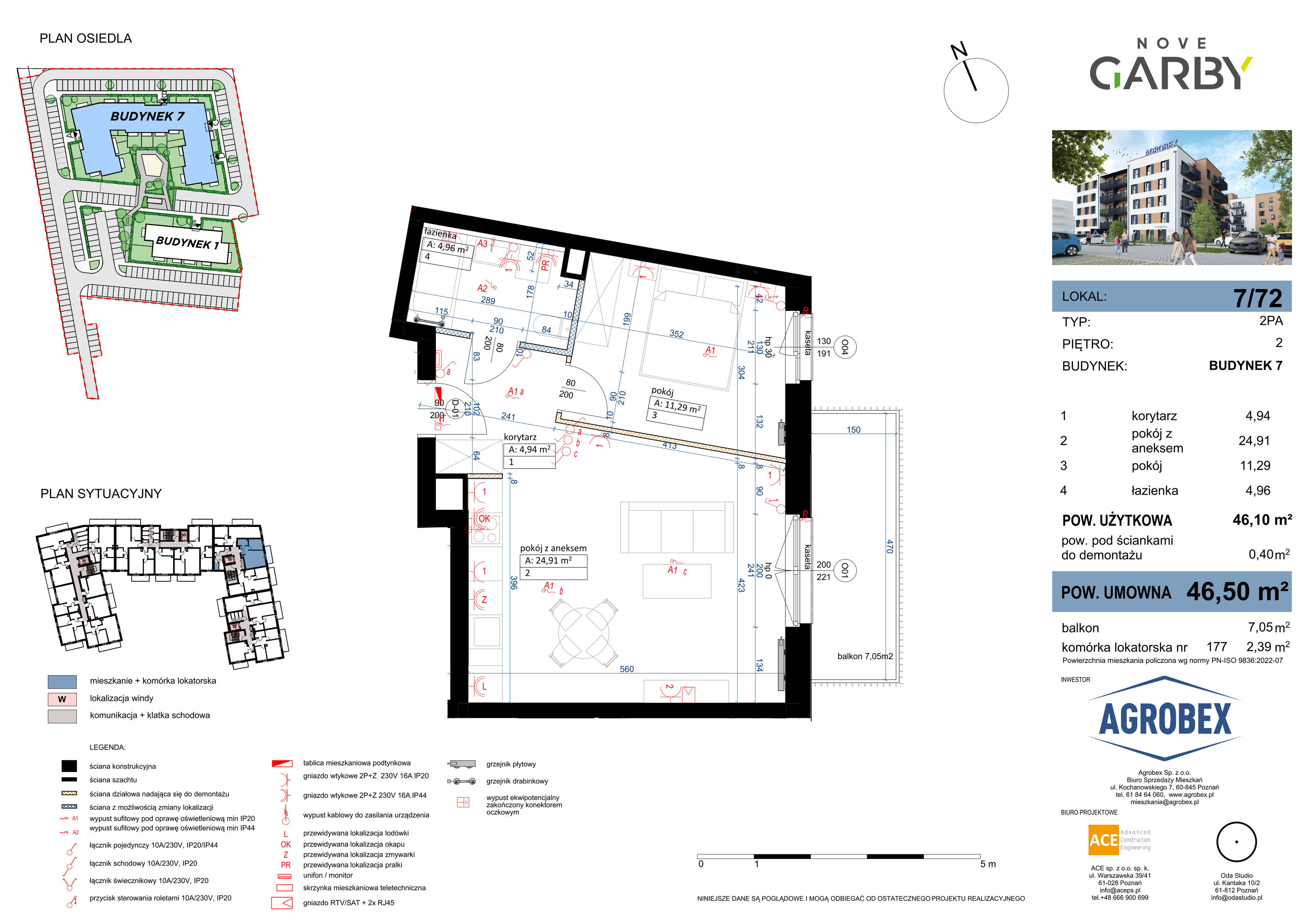 Mieszkanie 46,50 m², piętro 2, oferta nr 7/M72, Nove Garby, Garby, ul. Tulecka-idx