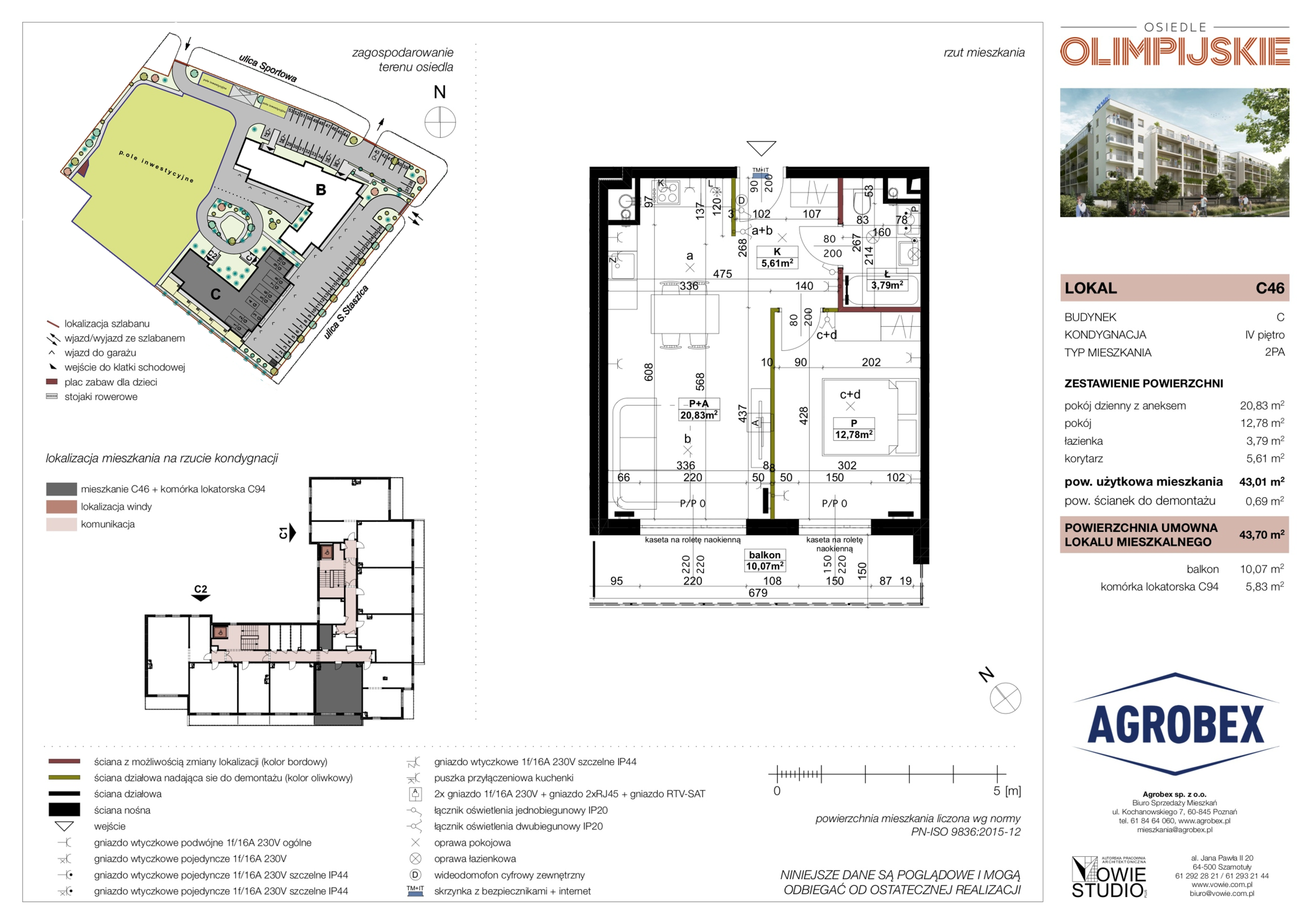 Mieszkanie 43,70 m², piętro 4, oferta nr C46, Osiedle Olimpijskie, Szamotuły, ul. Sportowa-idx