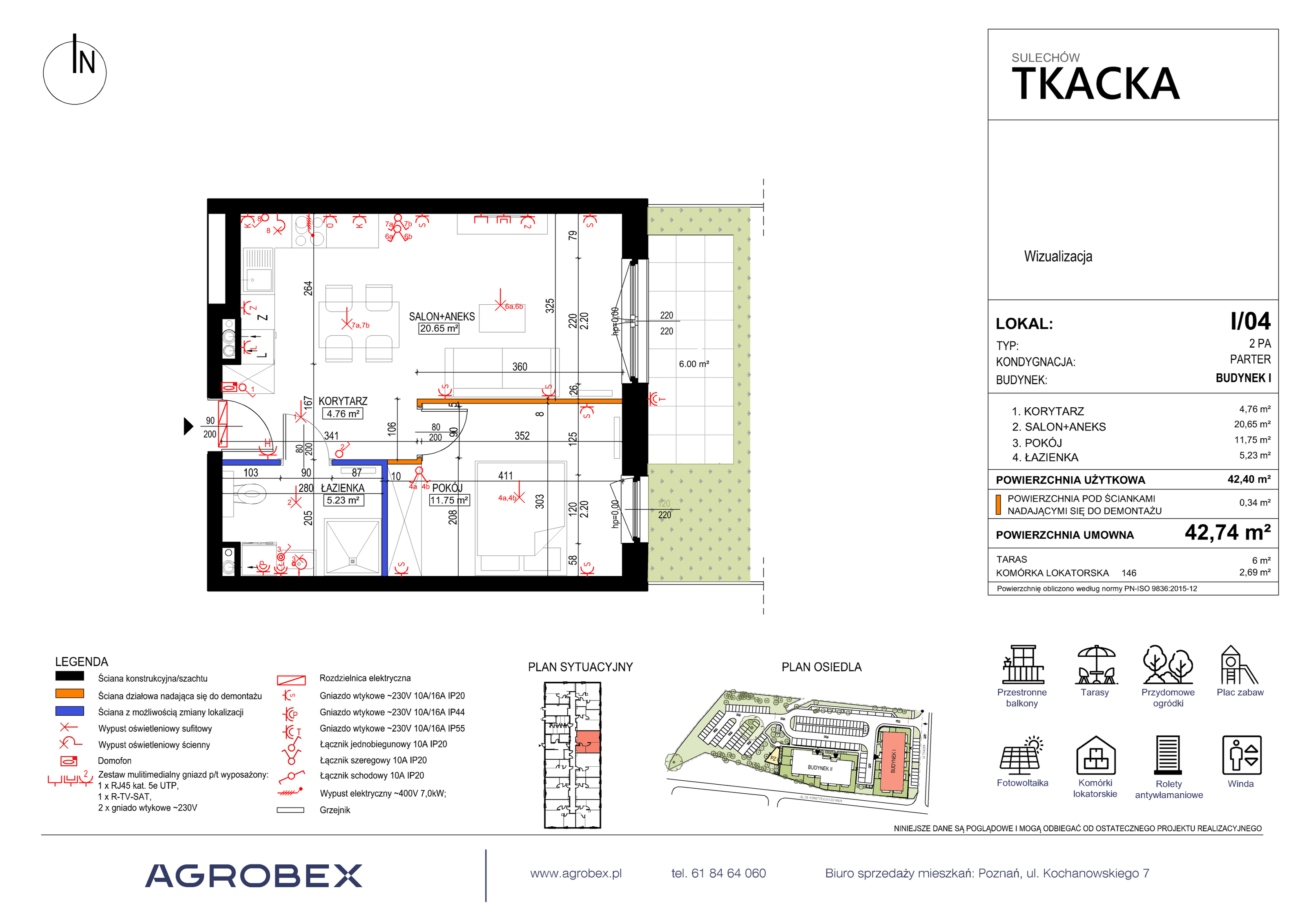 Mieszkanie 42,74 m², parter, oferta nr 1/04, Osiedle Tkacka, Sulechów, ul. Tkacka-idx