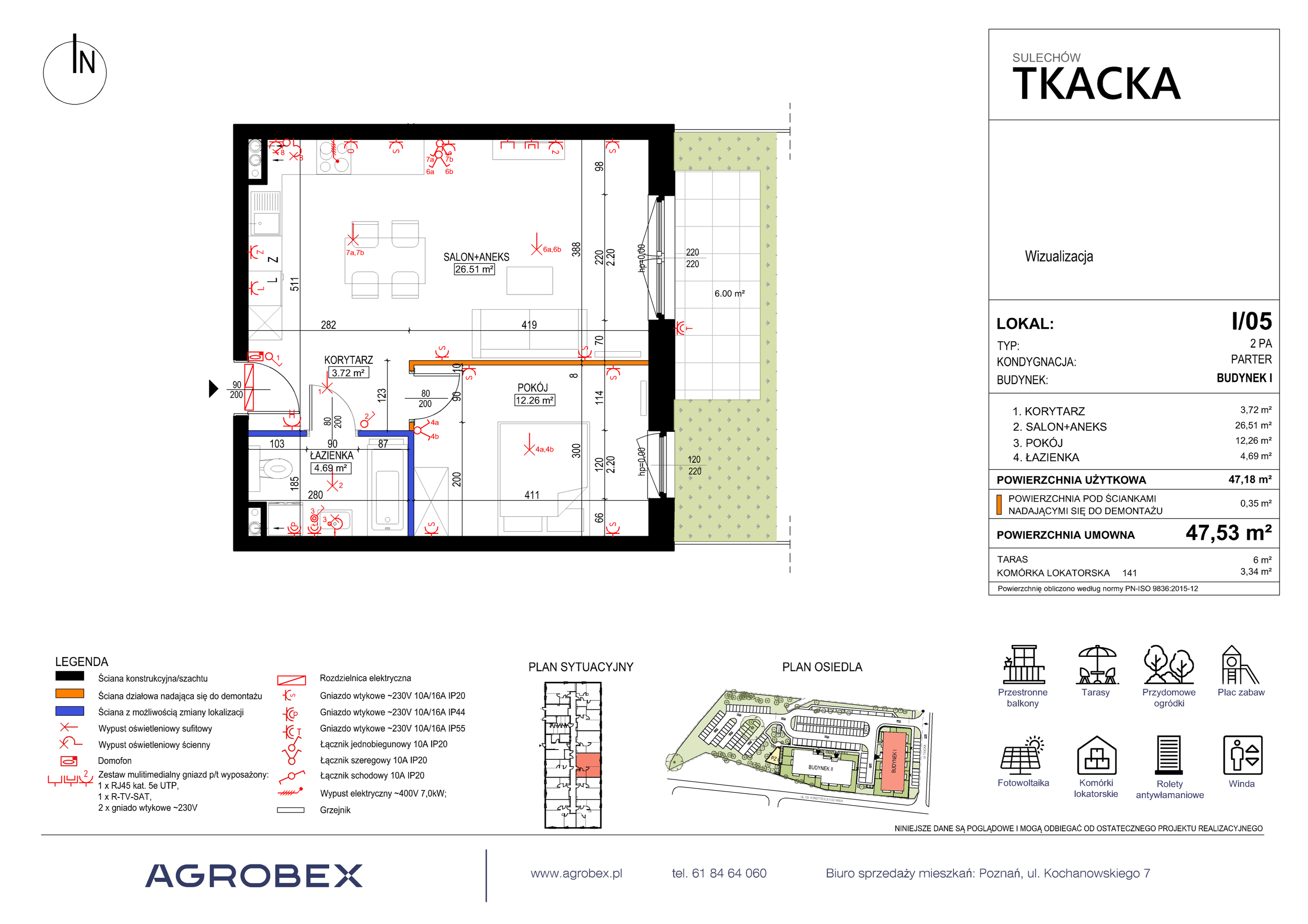 Mieszkanie 47,53 m², parter, oferta nr 1/05, Osiedle Tkacka, Sulechów, ul. Tkacka-idx