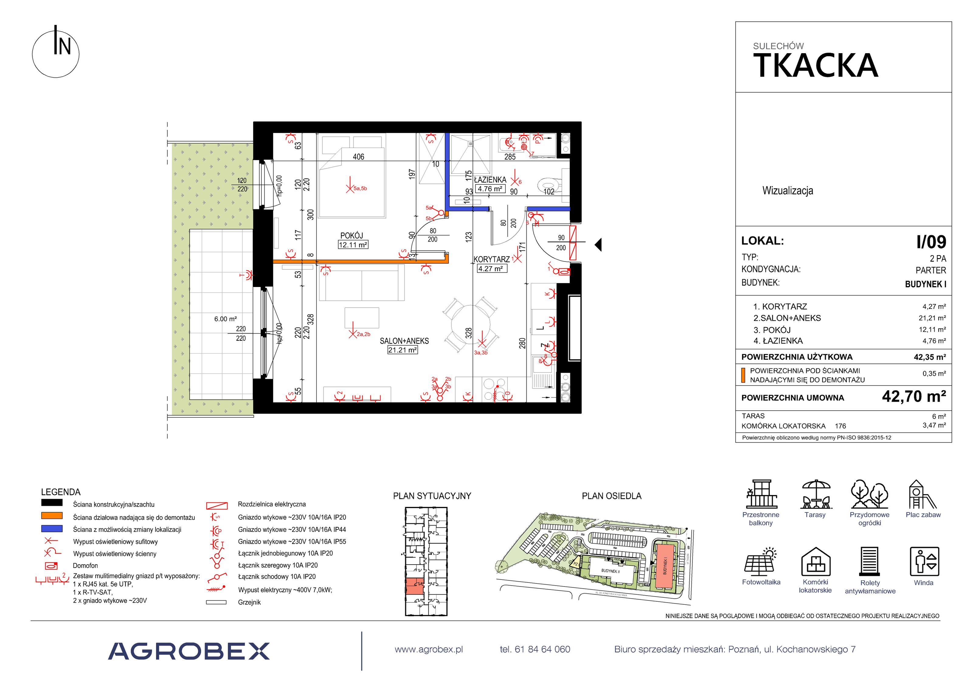 Mieszkanie 42,70 m², parter, oferta nr 1/09, Osiedle Tkacka, Sulechów, ul. Tkacka-idx