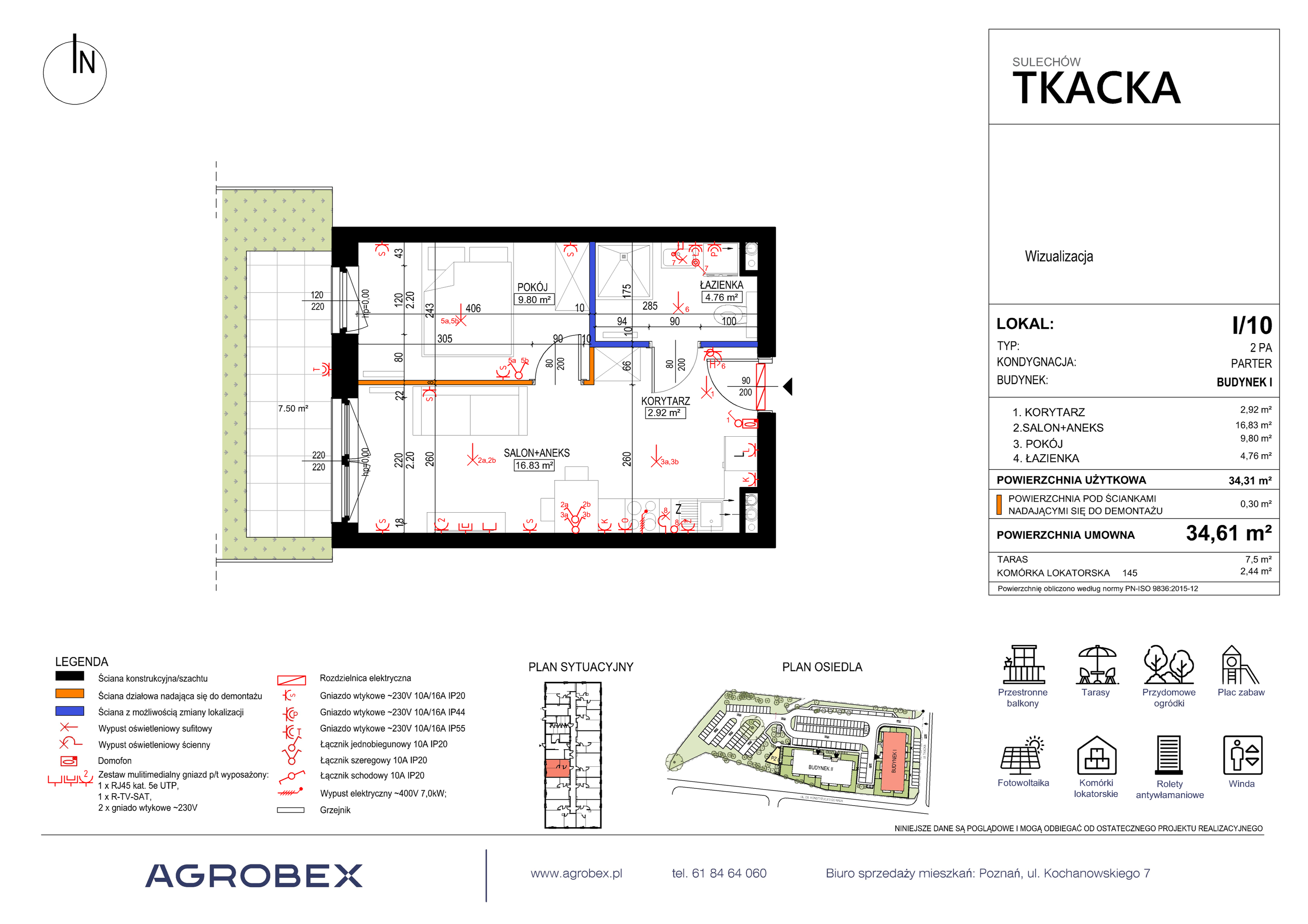 Mieszkanie 34,61 m², parter, oferta nr 1/10, Osiedle Tkacka, Sulechów, ul. Tkacka-idx