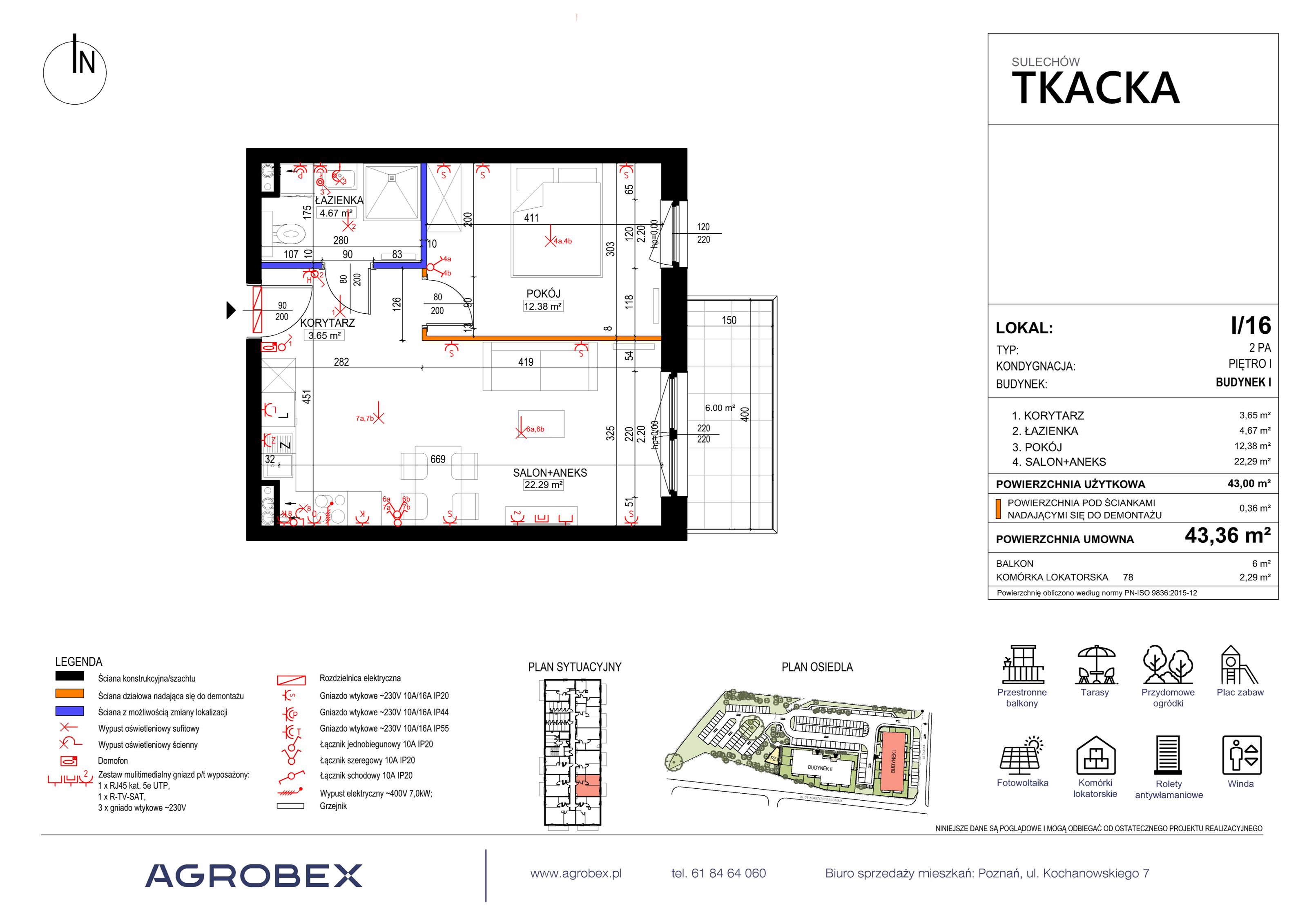 Mieszkanie 43,36 m², piętro 1, oferta nr 1/16, Osiedle Tkacka, Sulechów, ul. Tkacka-idx