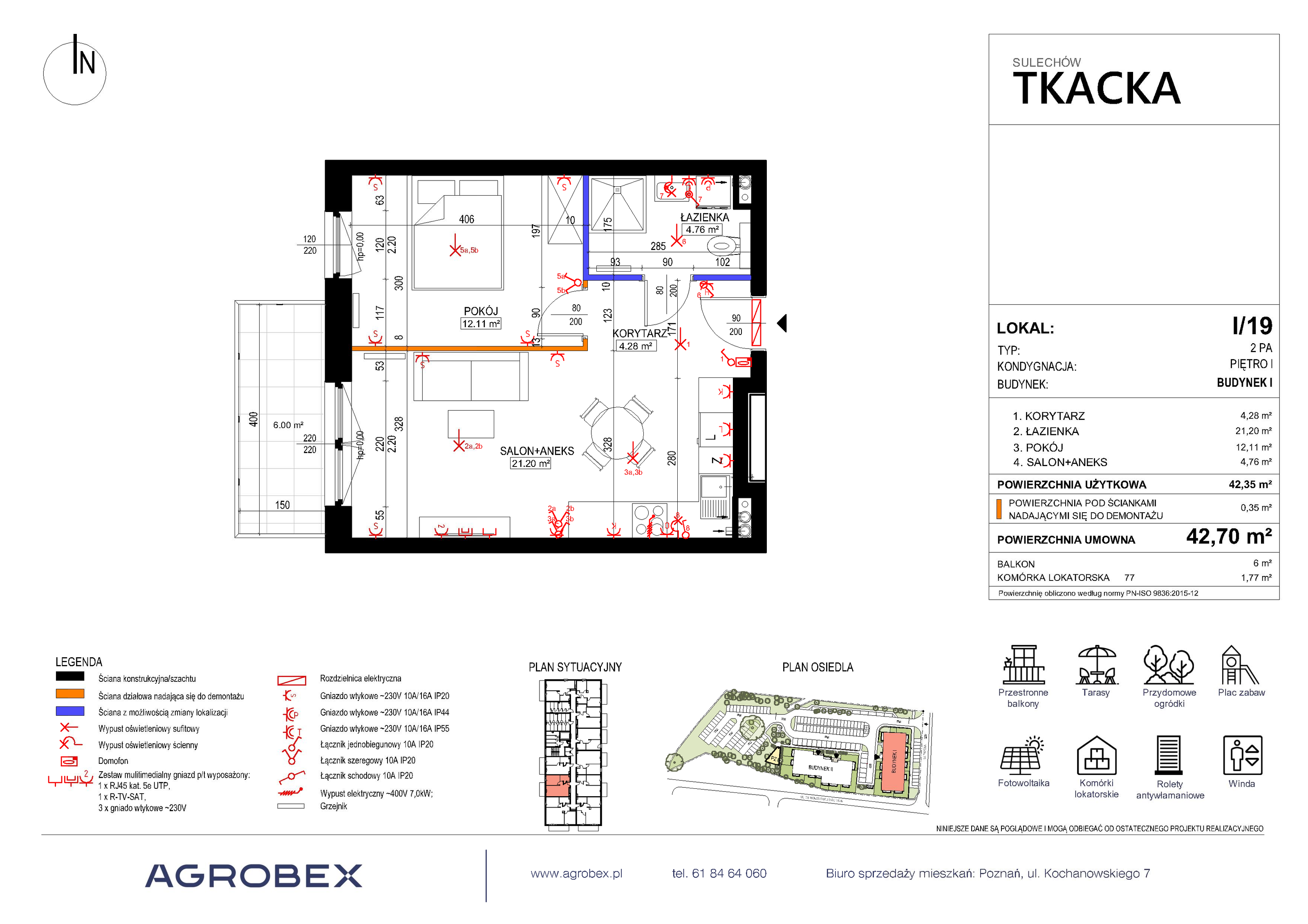 Mieszkanie 42,70 m², piętro 1, oferta nr 1/19, Osiedle Tkacka, Sulechów, ul. Tkacka-idx