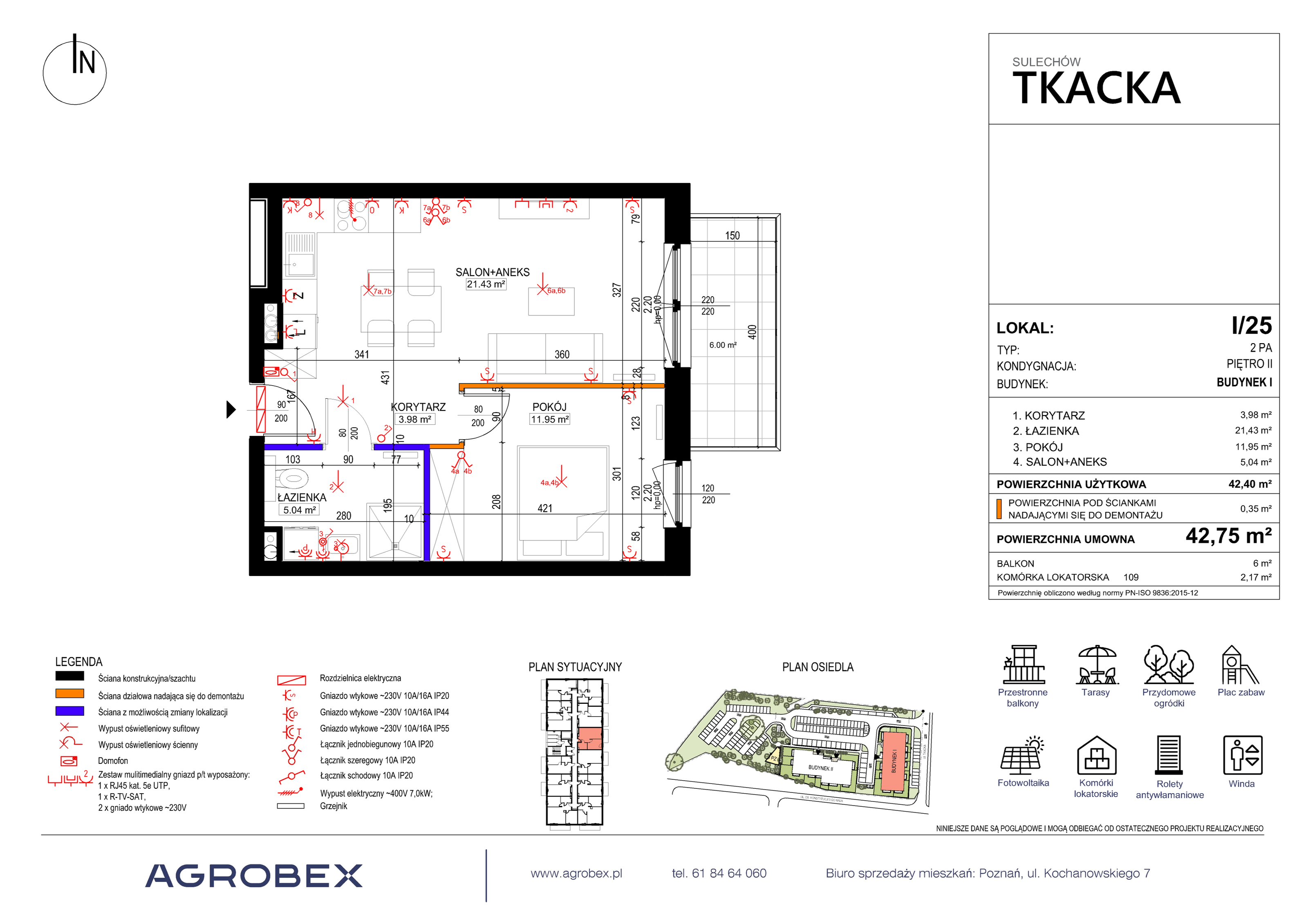 Mieszkanie 42,75 m², piętro 2, oferta nr 1/25, Osiedle Tkacka, Sulechów, ul. Tkacka-idx