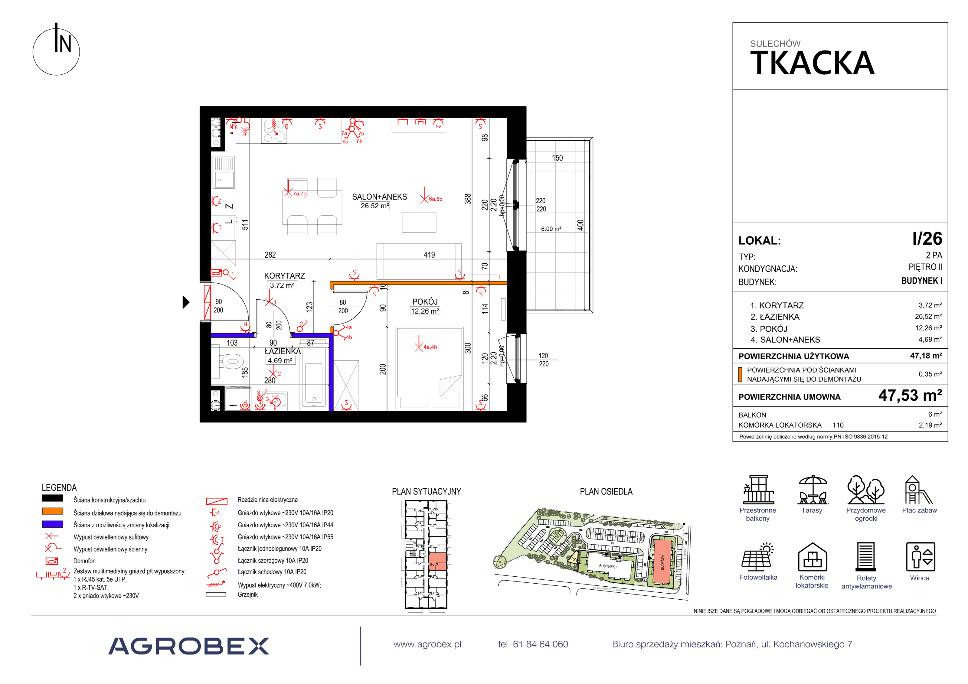 Mieszkanie 47,53 m², piętro 2, oferta nr 1/26, Osiedle Tkacka, Sulechów, ul. Tkacka-idx