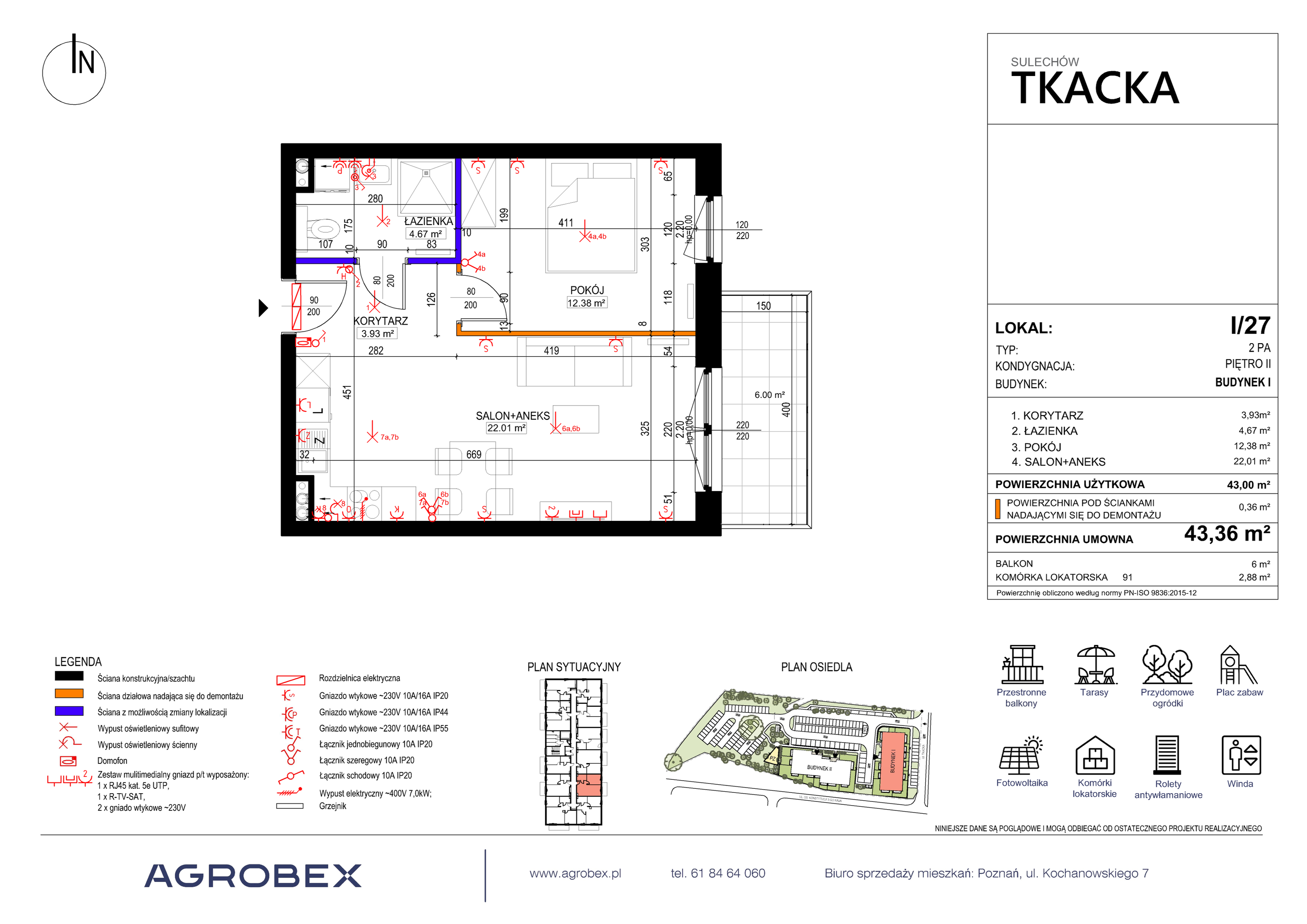 Mieszkanie 43,36 m², piętro 2, oferta nr 1/27, Osiedle Tkacka, Sulechów, ul. Tkacka-idx