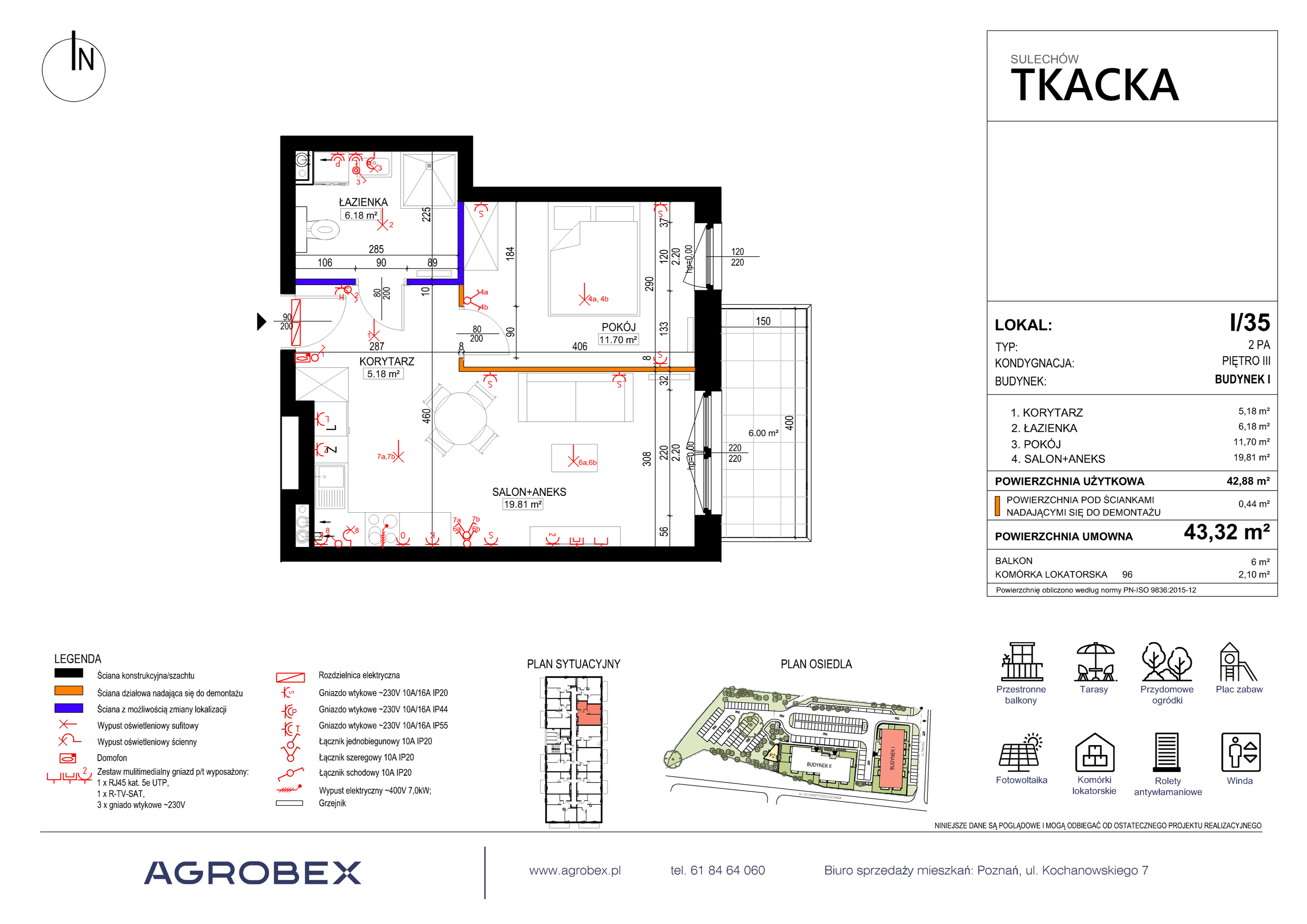 Mieszkanie 43,32 m², piętro 3, oferta nr 1/35, Osiedle Tkacka, Sulechów, ul. Tkacka-idx