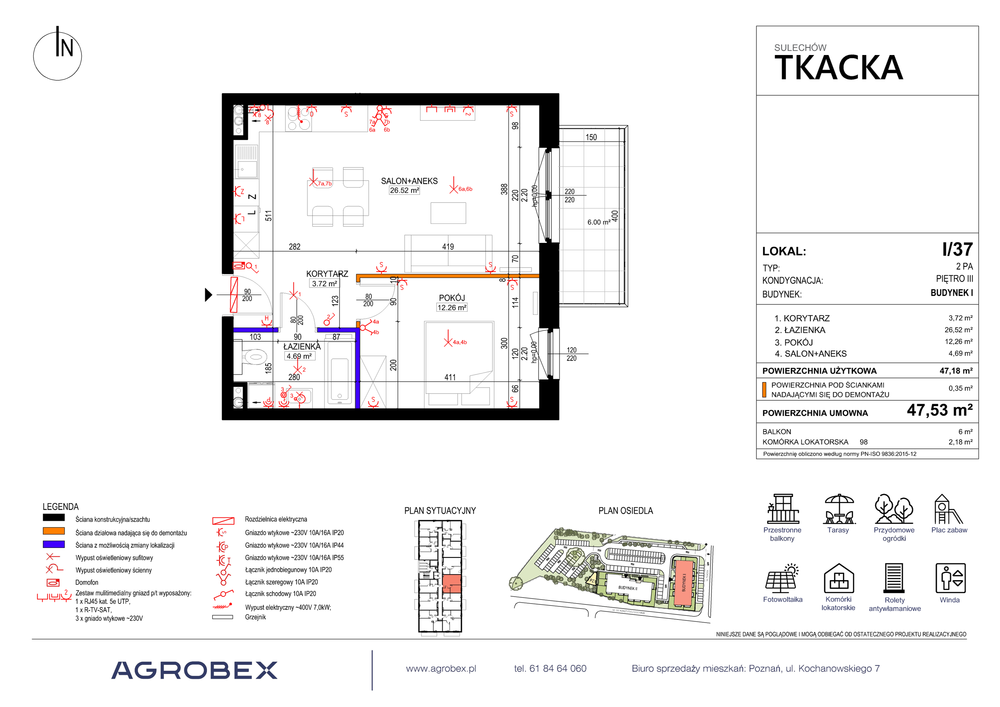 Mieszkanie 47,53 m², piętro 3, oferta nr 1/37, Osiedle Tkacka, Sulechów, ul. Tkacka-idx