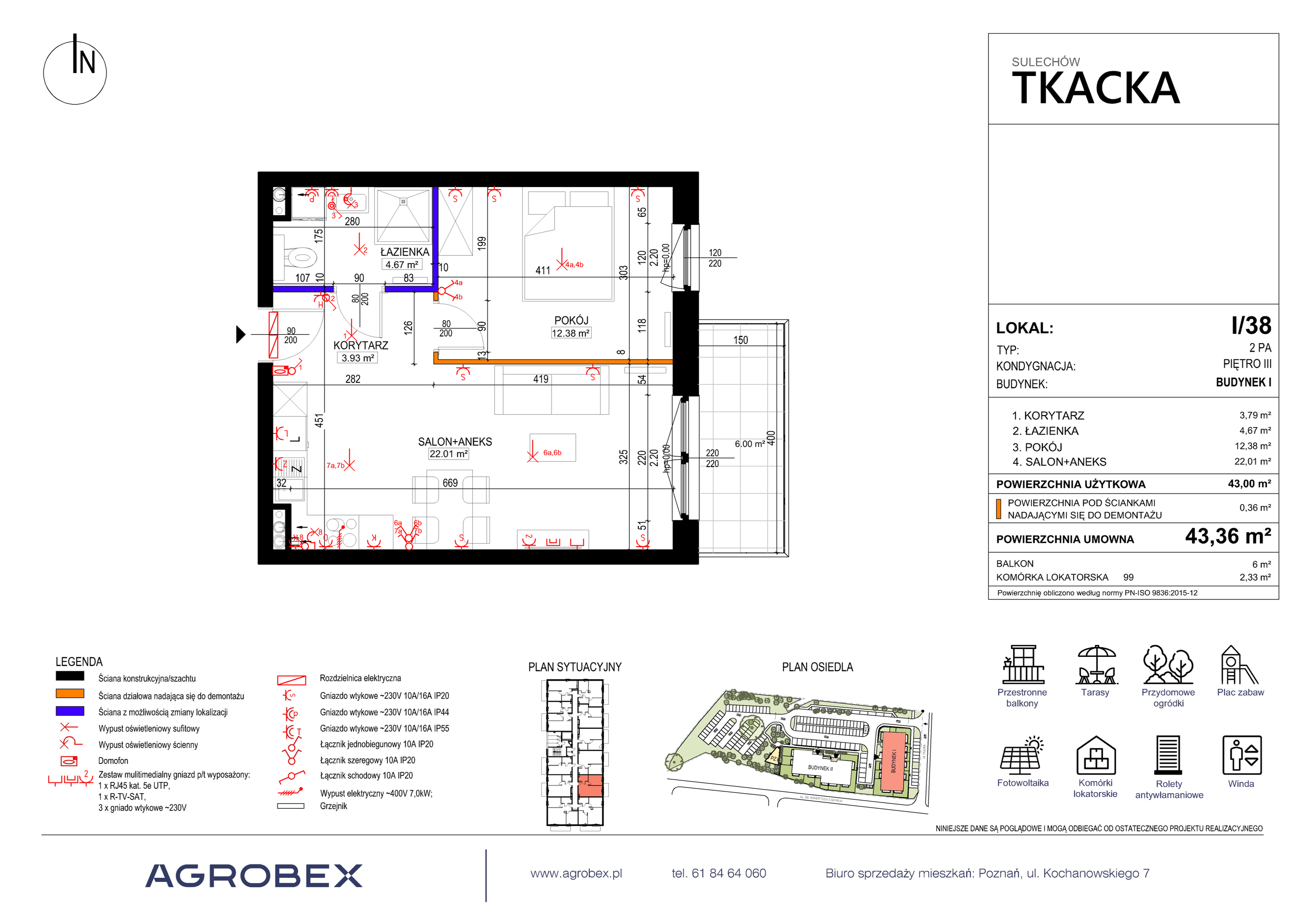 Mieszkanie 43,36 m², piętro 3, oferta nr 1/38, Osiedle Tkacka, Sulechów, ul. Tkacka-idx