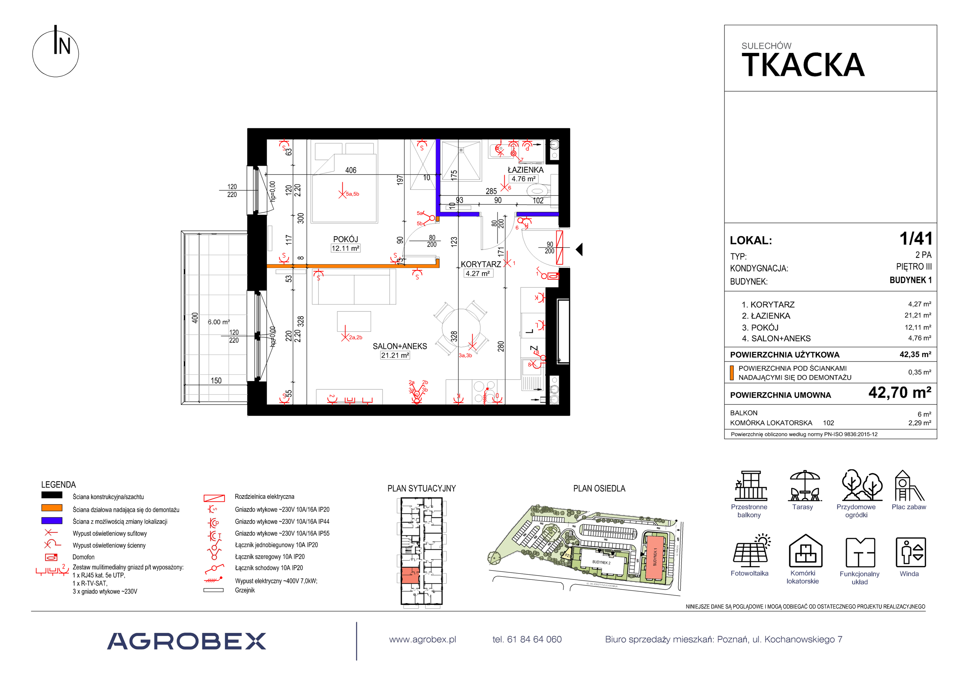 Mieszkanie 42,70 m², piętro 3, oferta nr 1/41, Osiedle Tkacka, Sulechów, ul. Tkacka-idx