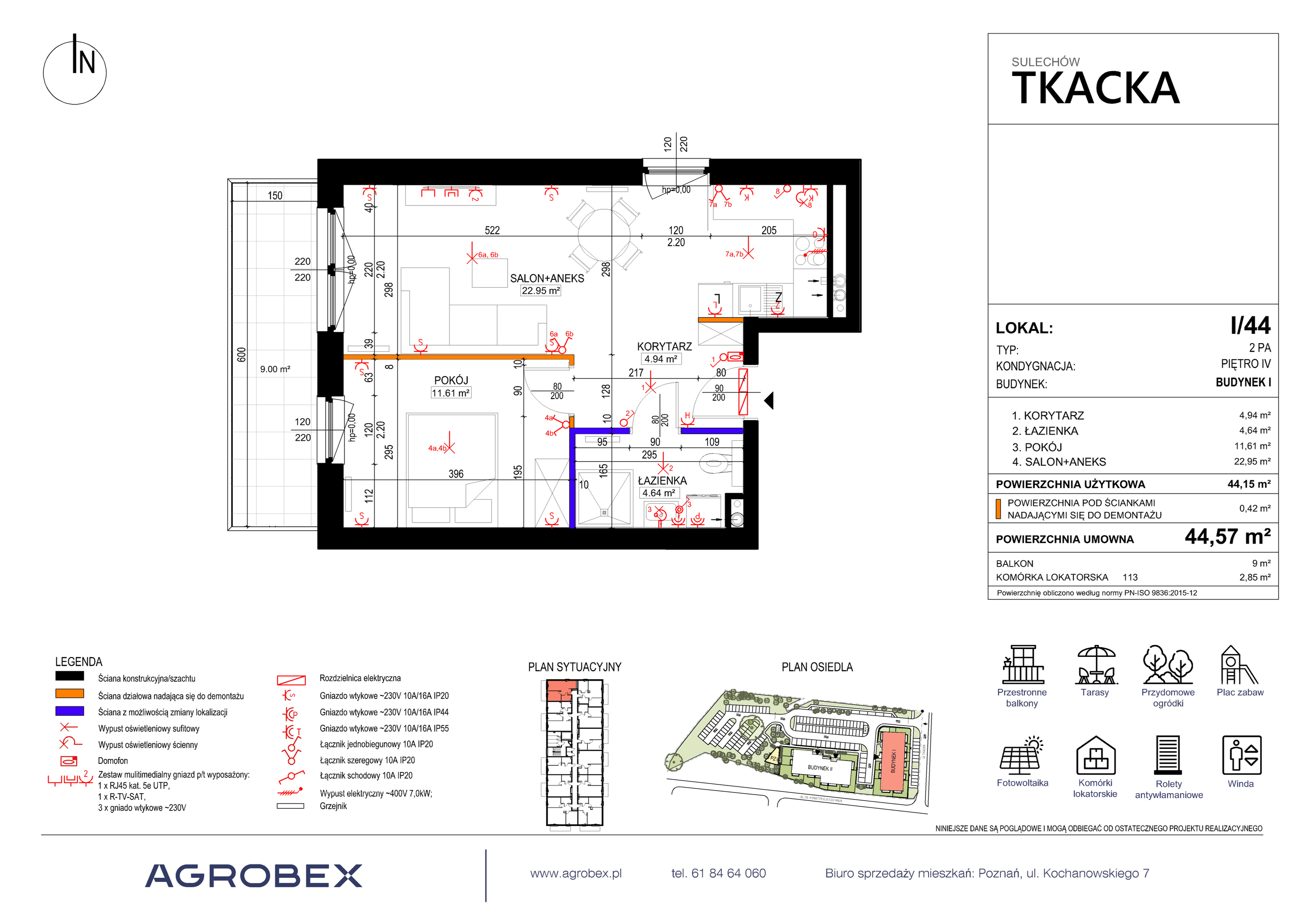 Mieszkanie 44,57 m², piętro 4, oferta nr 1/44, Osiedle Tkacka, Sulechów, ul. Tkacka-idx