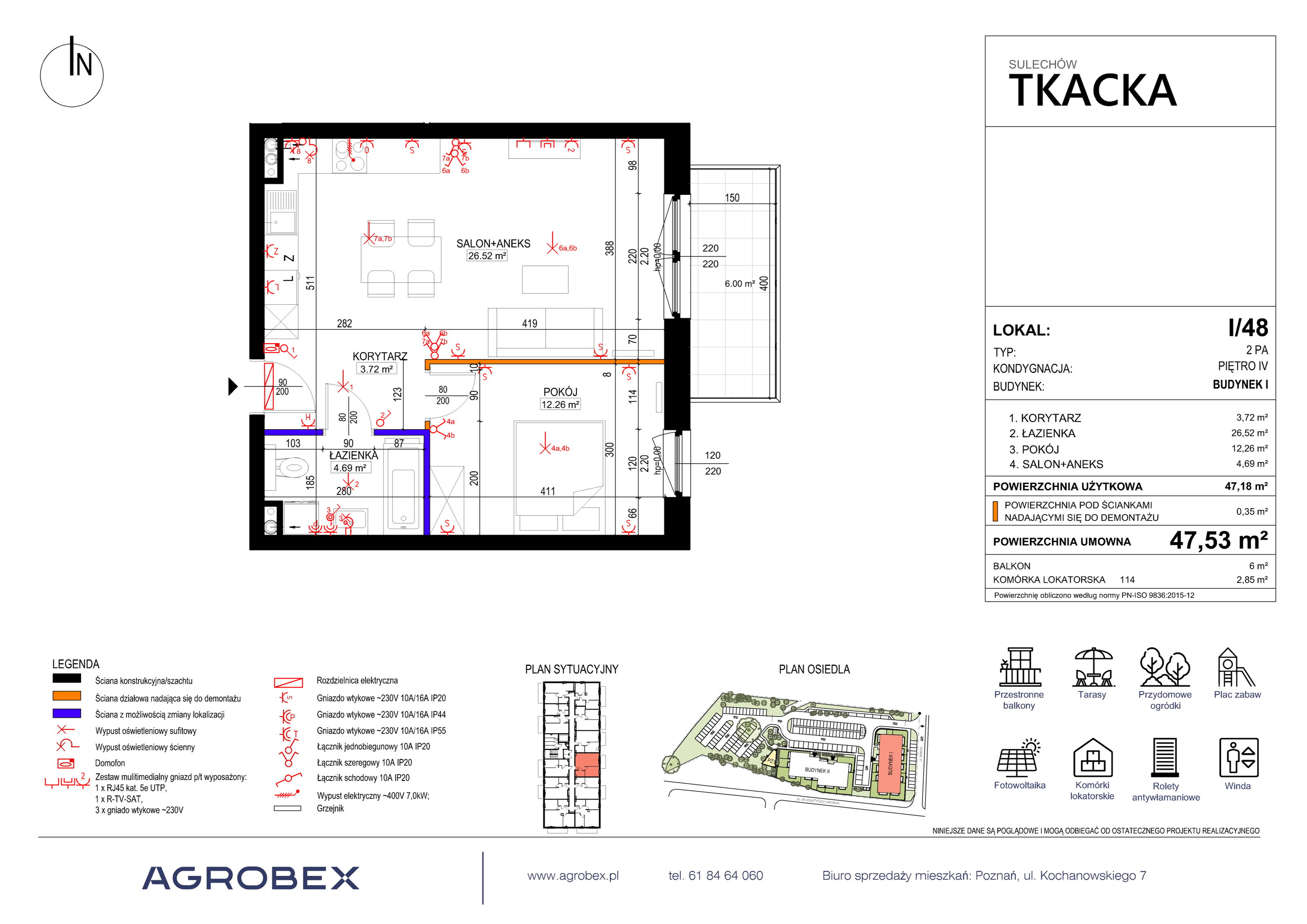 Mieszkanie 47,53 m², piętro 4, oferta nr 1/48, Osiedle Tkacka, Sulechów, ul. Tkacka-idx