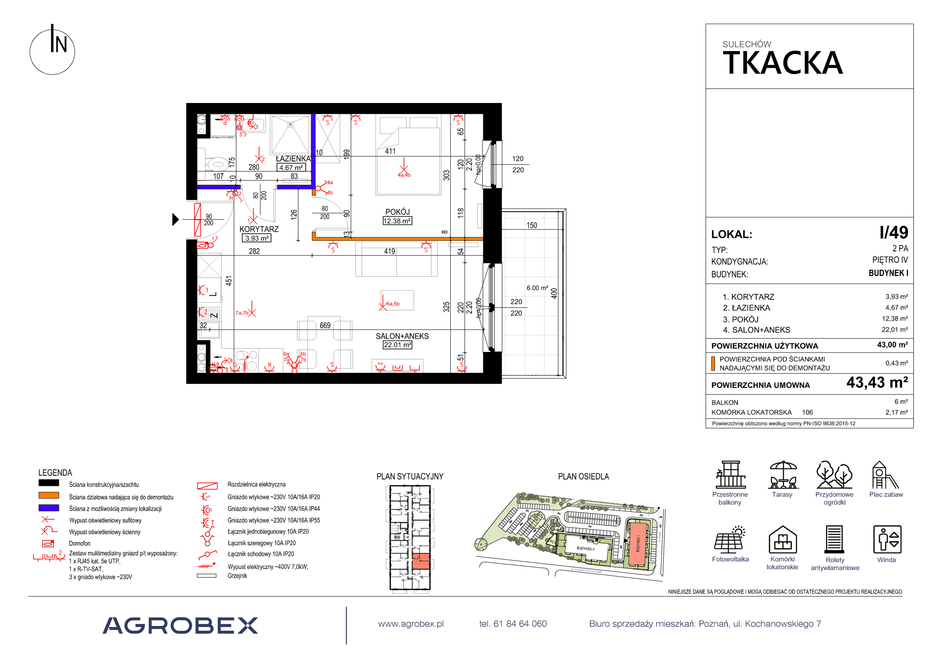 Mieszkanie 43,43 m², piętro 4, oferta nr 1/49, Osiedle Tkacka, Sulechów, ul. Tkacka-idx