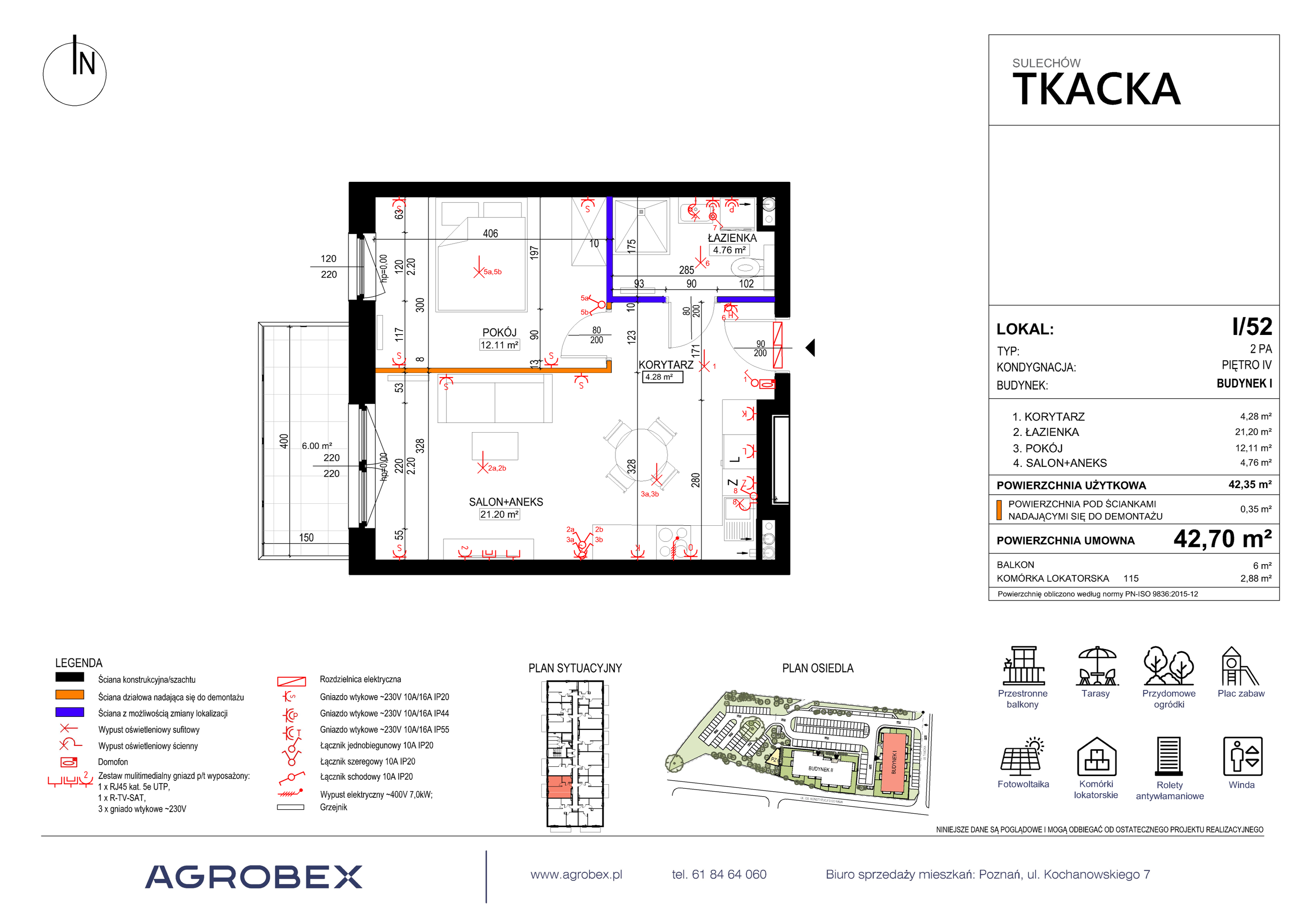 Mieszkanie 42,70 m², piętro 4, oferta nr 1/52, Osiedle Tkacka, Sulechów, ul. Tkacka-idx