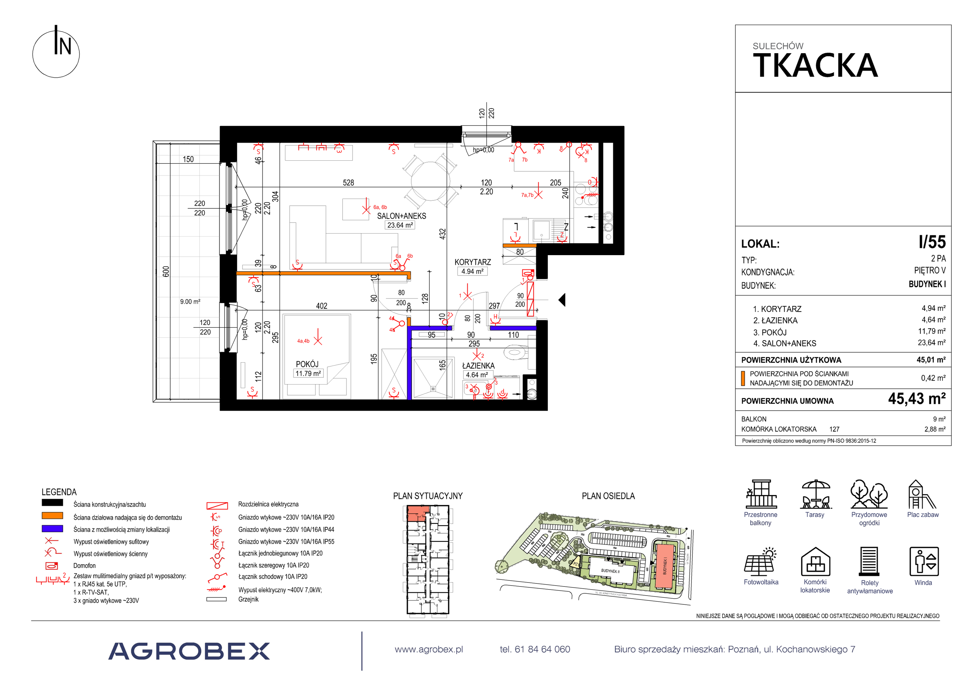 Mieszkanie 45,43 m², piętro 5, oferta nr 1/55, Osiedle Tkacka, Sulechów, ul. Tkacka-idx