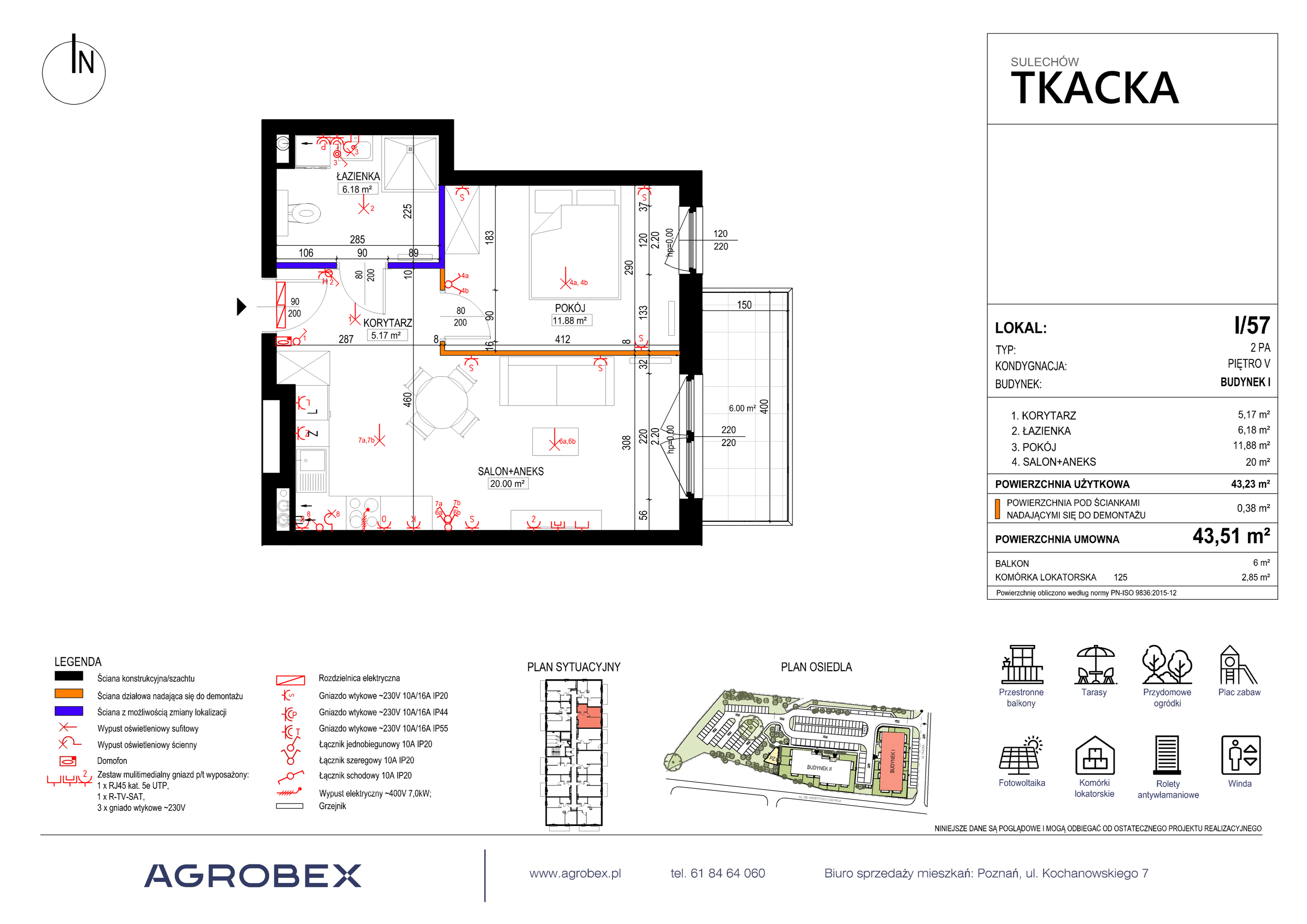 Mieszkanie 43,51 m², piętro 5, oferta nr 1/57, Osiedle Tkacka, Sulechów, ul. Tkacka-idx