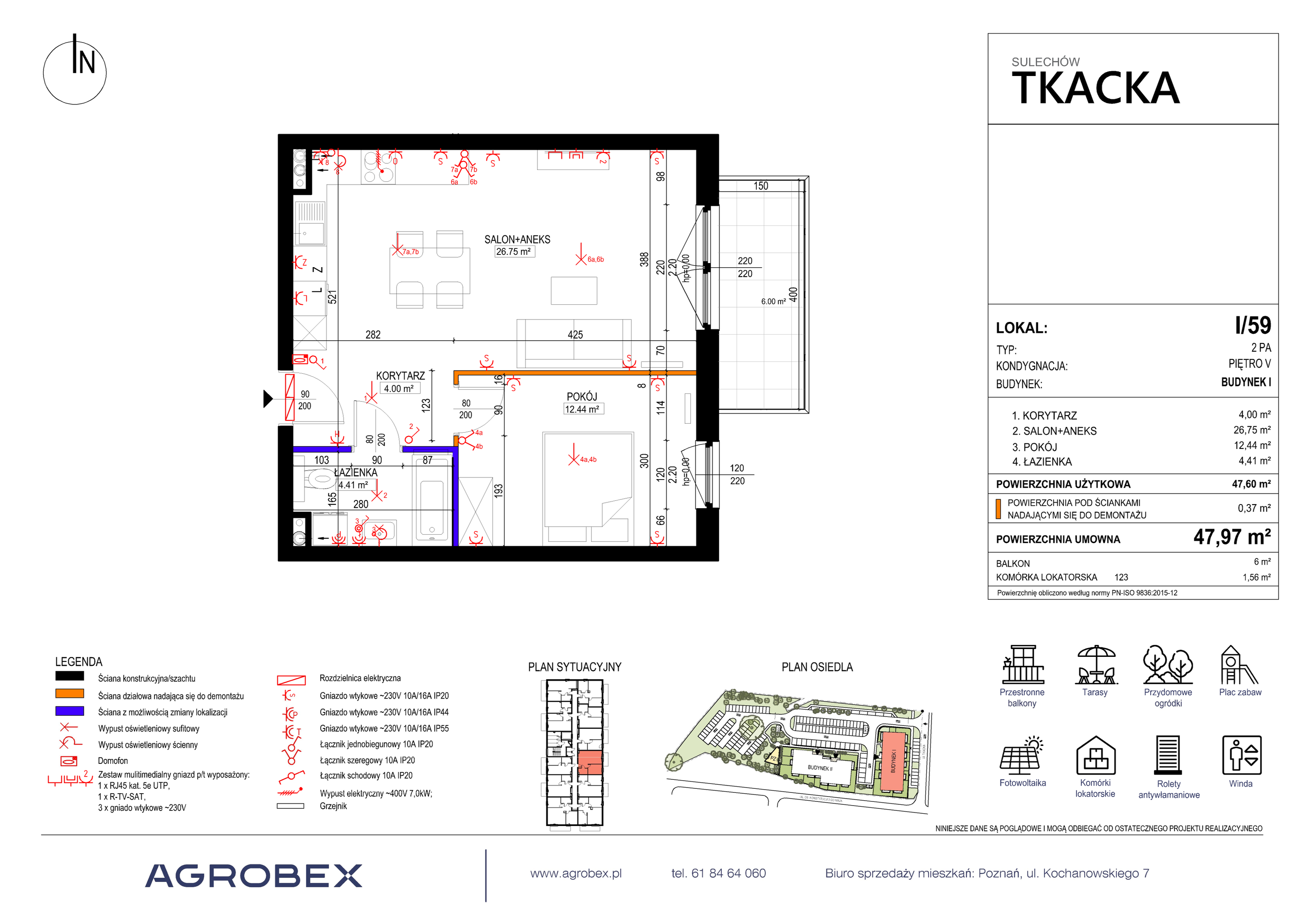 Mieszkanie 47,97 m², piętro 5, oferta nr 1/59, Osiedle Tkacka, Sulechów, ul. Tkacka-idx