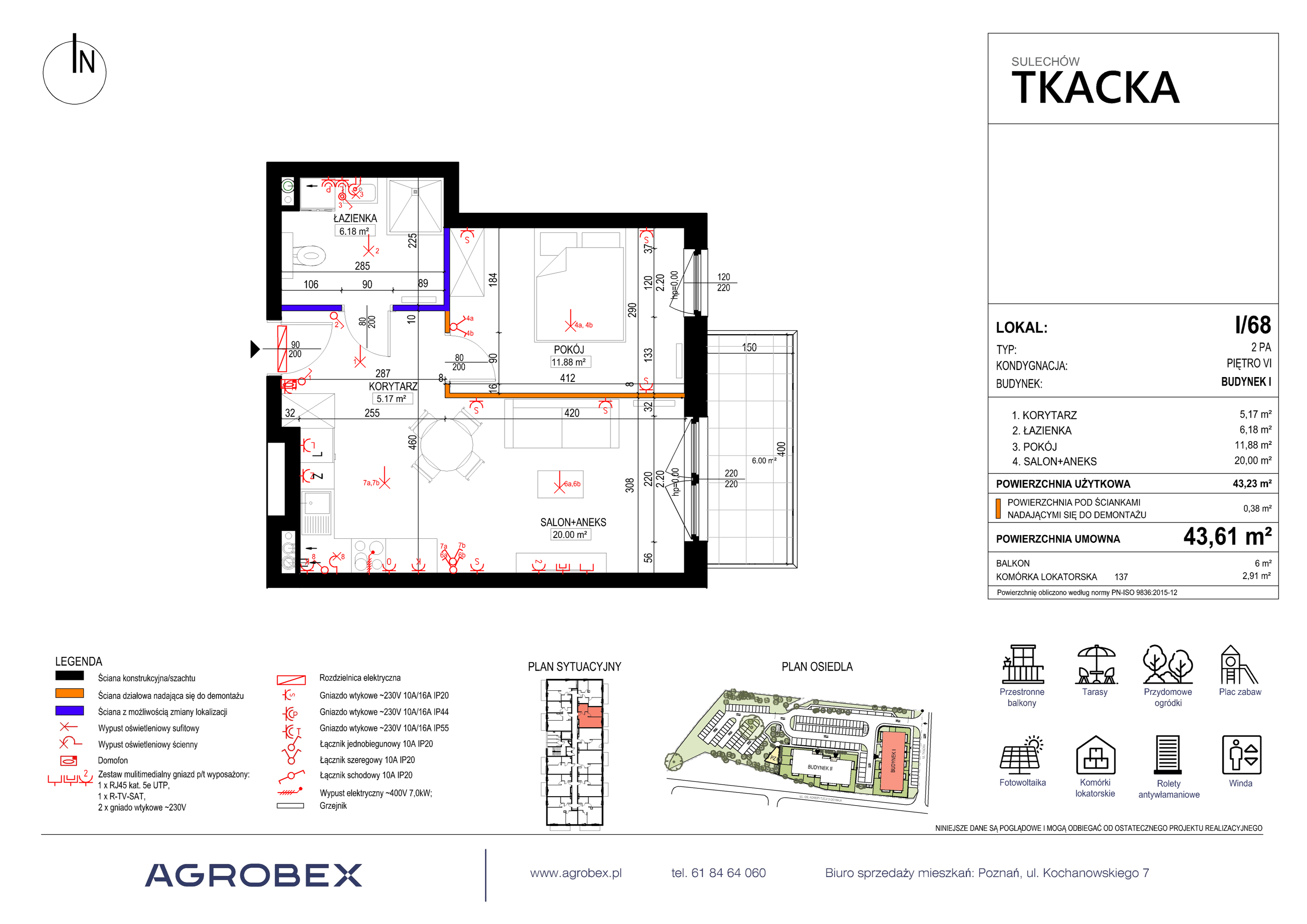 Mieszkanie 43,61 m², piętro 6, oferta nr 1/68, Osiedle Tkacka, Sulechów, ul. Tkacka-idx