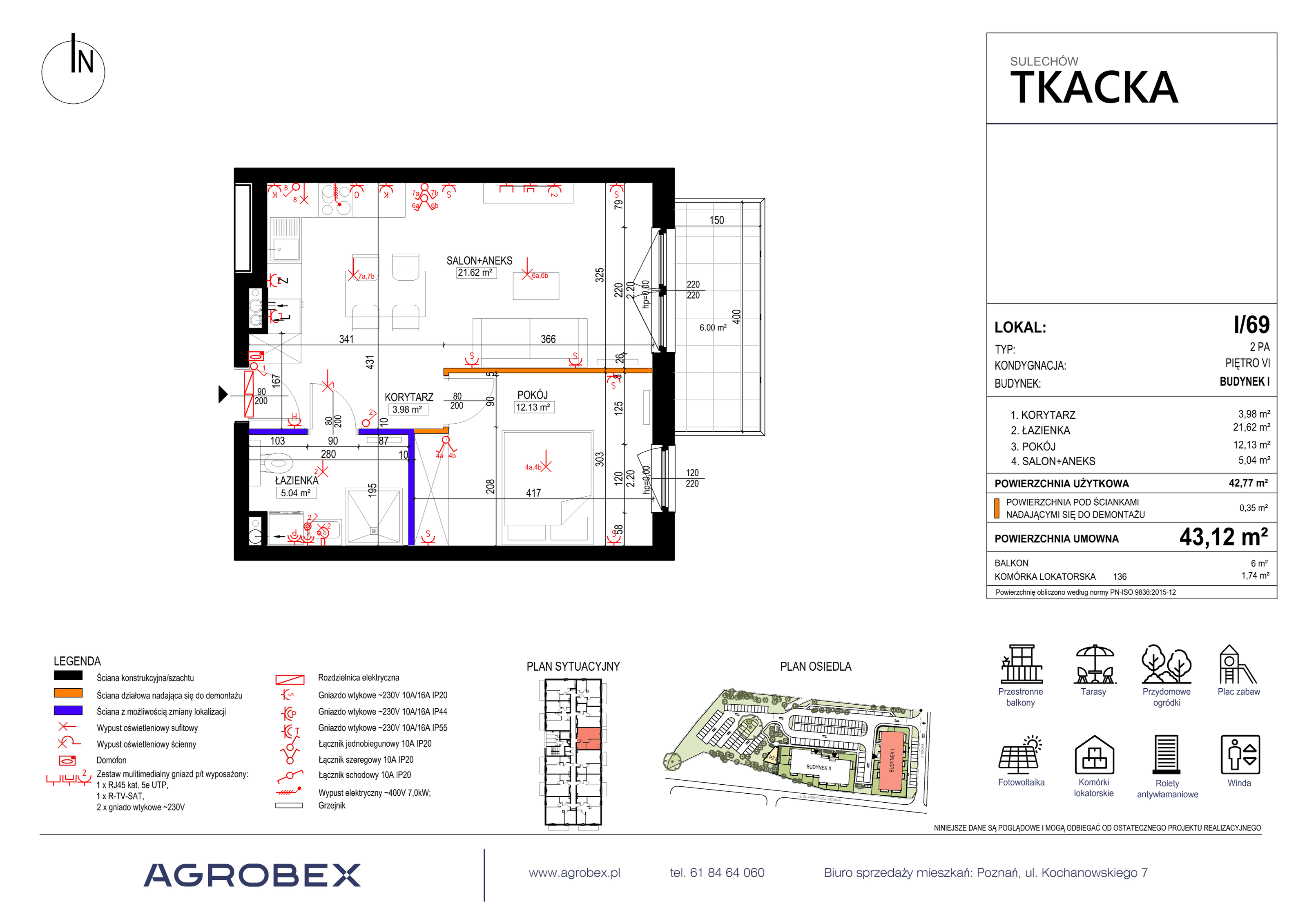 Mieszkanie 43,12 m², piętro 6, oferta nr 1/69, Osiedle Tkacka, Sulechów, ul. Tkacka-idx