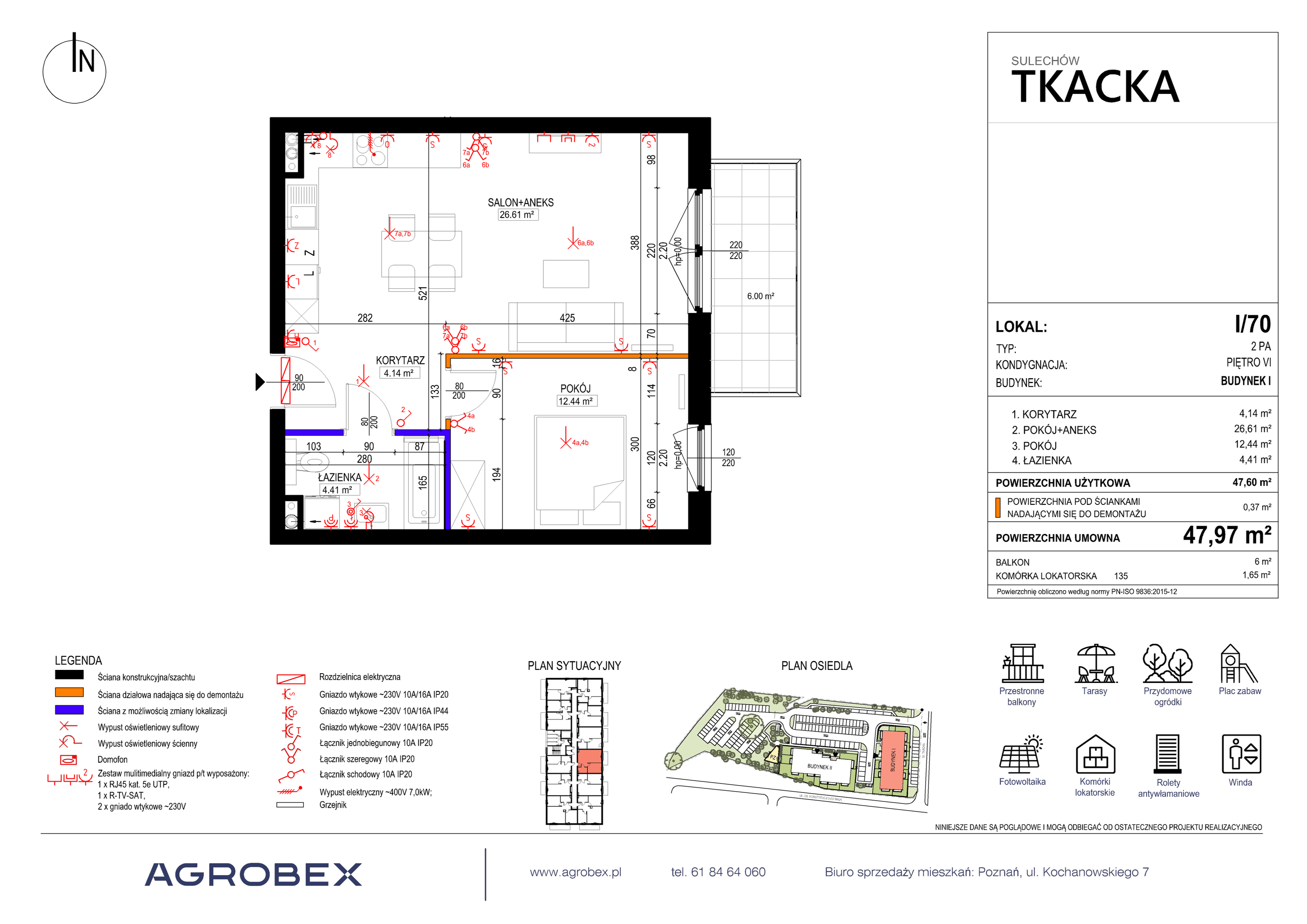 Mieszkanie 47,97 m², piętro 6, oferta nr 1/70, Osiedle Tkacka, Sulechów, ul. Tkacka-idx