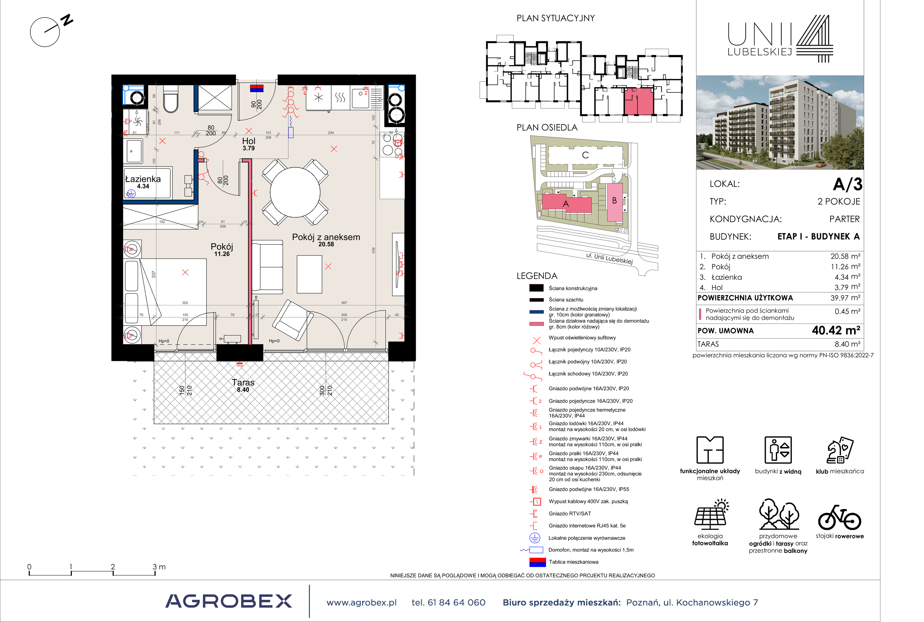 Mieszkanie 40,42 m², parter, oferta nr A/3, Unii Lubelskiej 4, Poznań, Nowe Miasto, Starołęka, ul. Unii Lubelskiej 4-idx