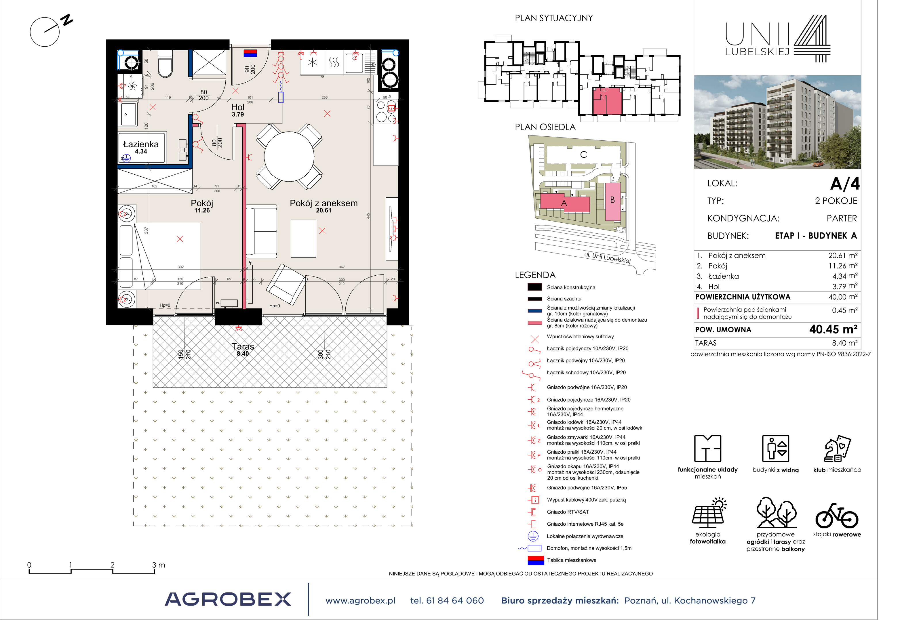 Mieszkanie 40,45 m², parter, oferta nr A/4, Unii Lubelskiej 4, Poznań, Nowe Miasto, Starołęka, ul. Unii Lubelskiej 4-idx