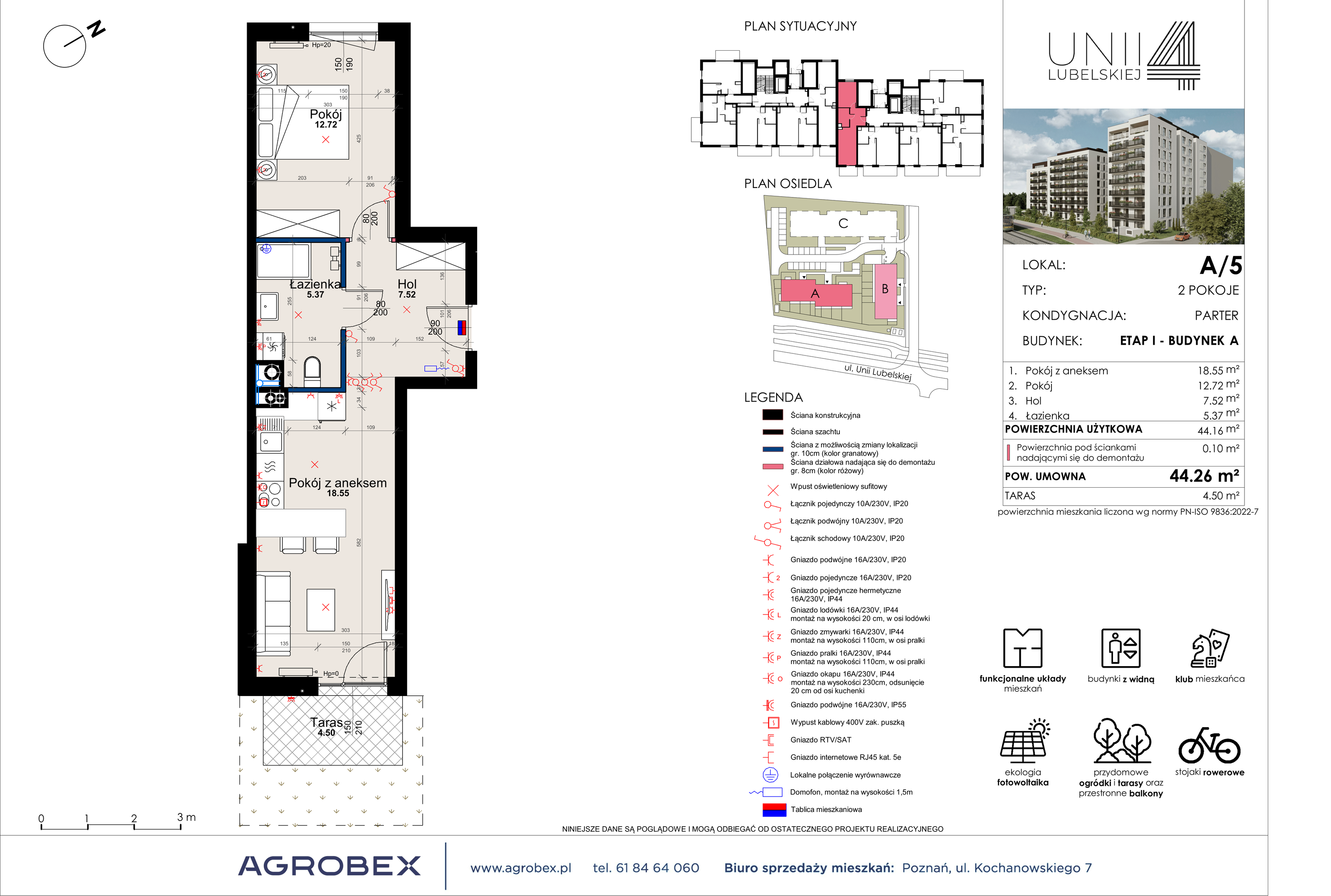 Mieszkanie 44,26 m², parter, oferta nr A/5, Unii Lubelskiej 4, Poznań, Nowe Miasto, Starołęka, ul. Unii Lubelskiej 4-idx