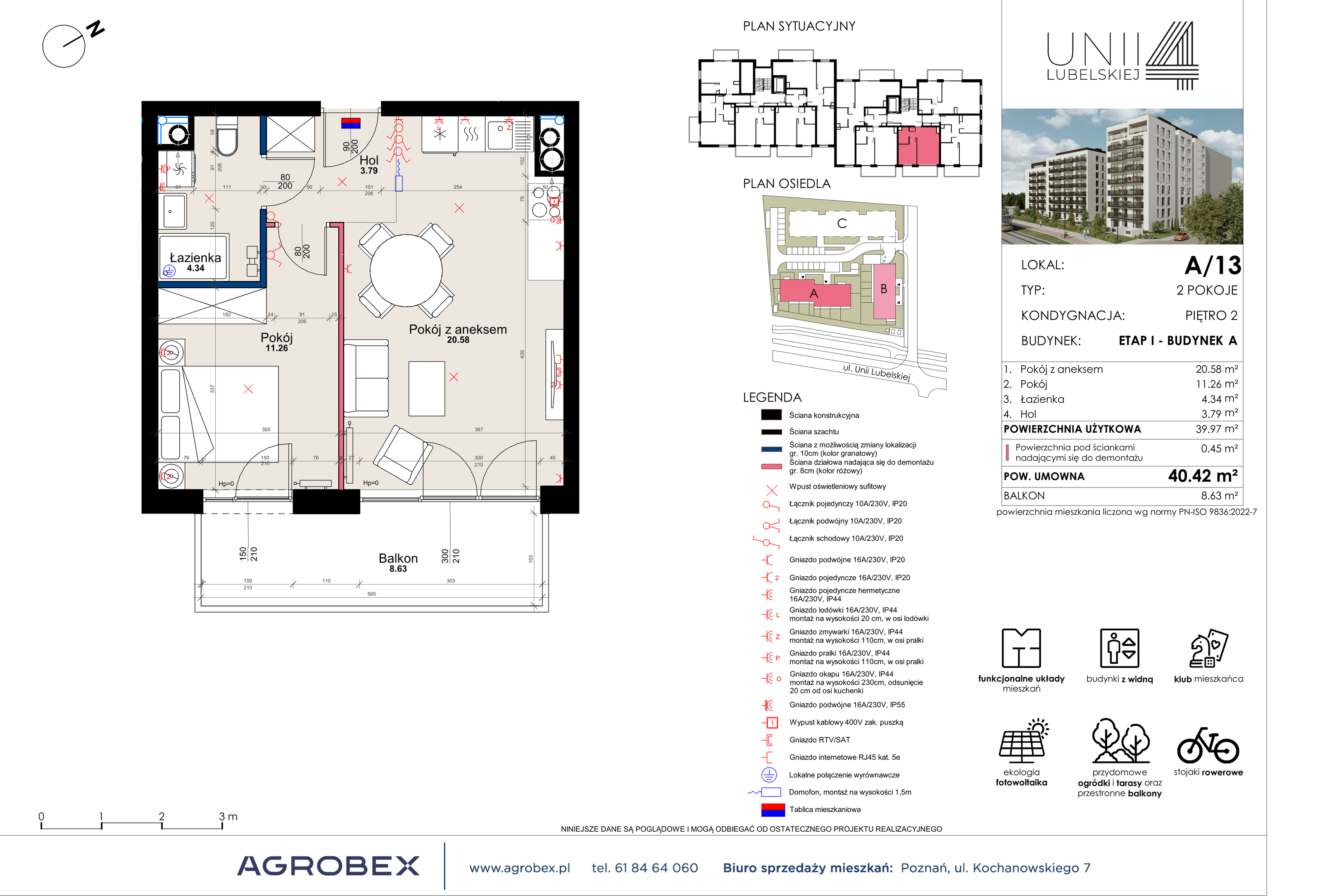 Mieszkanie 40,42 m², piętro 2, oferta nr A/13, Unii Lubelskiej 4, Poznań, Nowe Miasto, Starołęka, ul. Unii Lubelskiej 4-idx