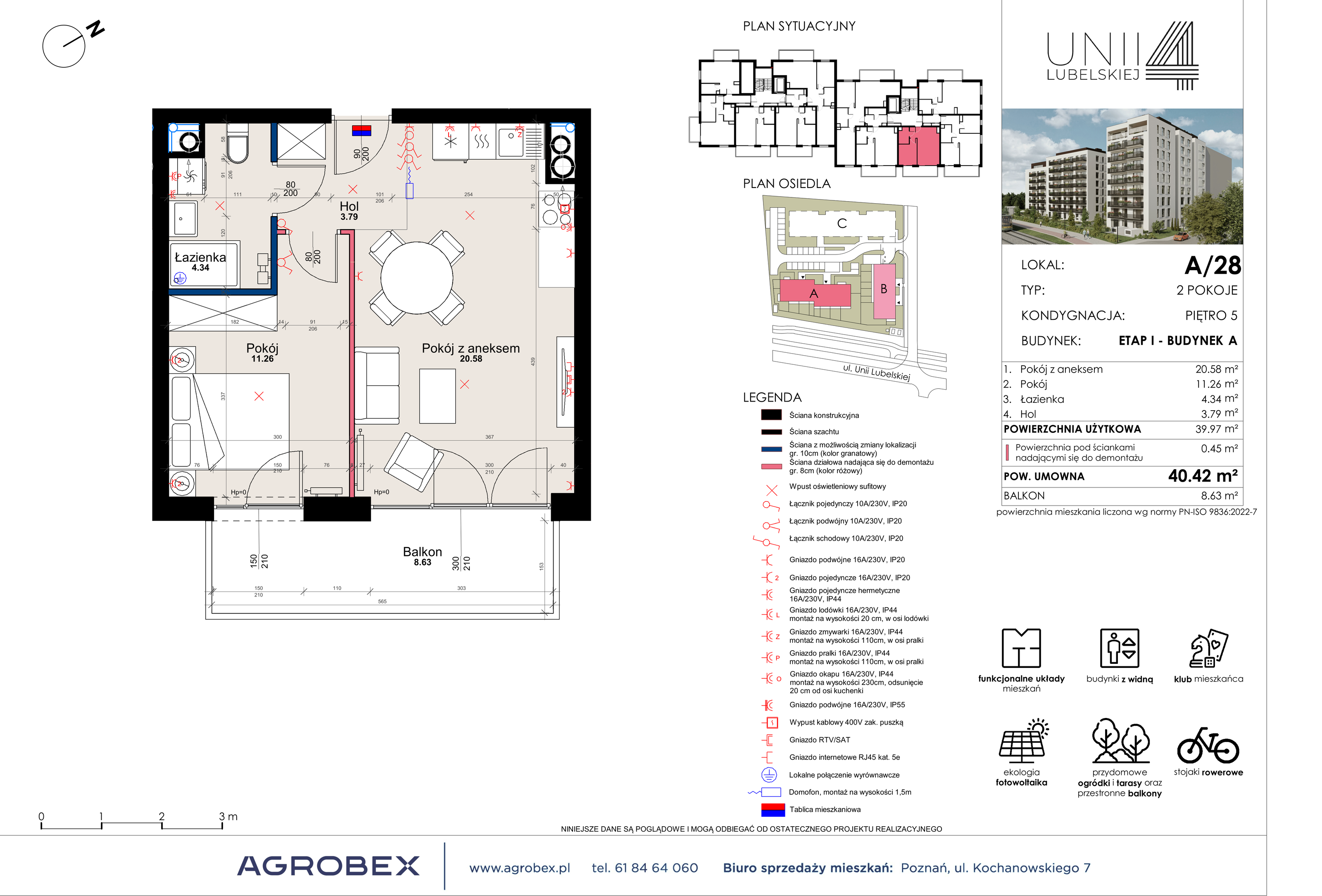 Mieszkanie 40,42 m², piętro 5, oferta nr A/28, Unii Lubelskiej 4, Poznań, Nowe Miasto, Starołęka, ul. Unii Lubelskiej 4-idx