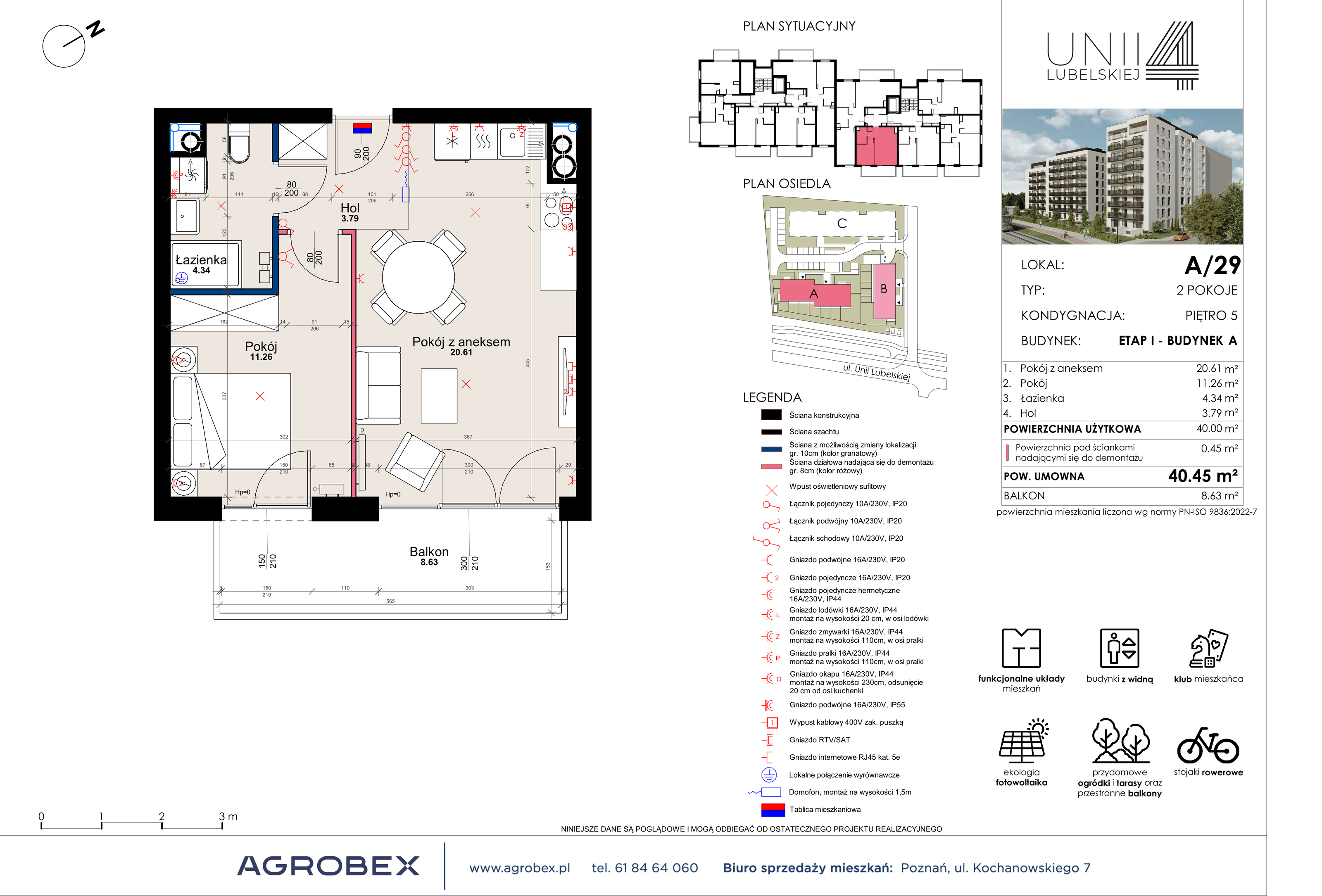 Mieszkanie 40,45 m², piętro 5, oferta nr A/29, Unii Lubelskiej 4, Poznań, Nowe Miasto, Starołęka, ul. Unii Lubelskiej 4-idx