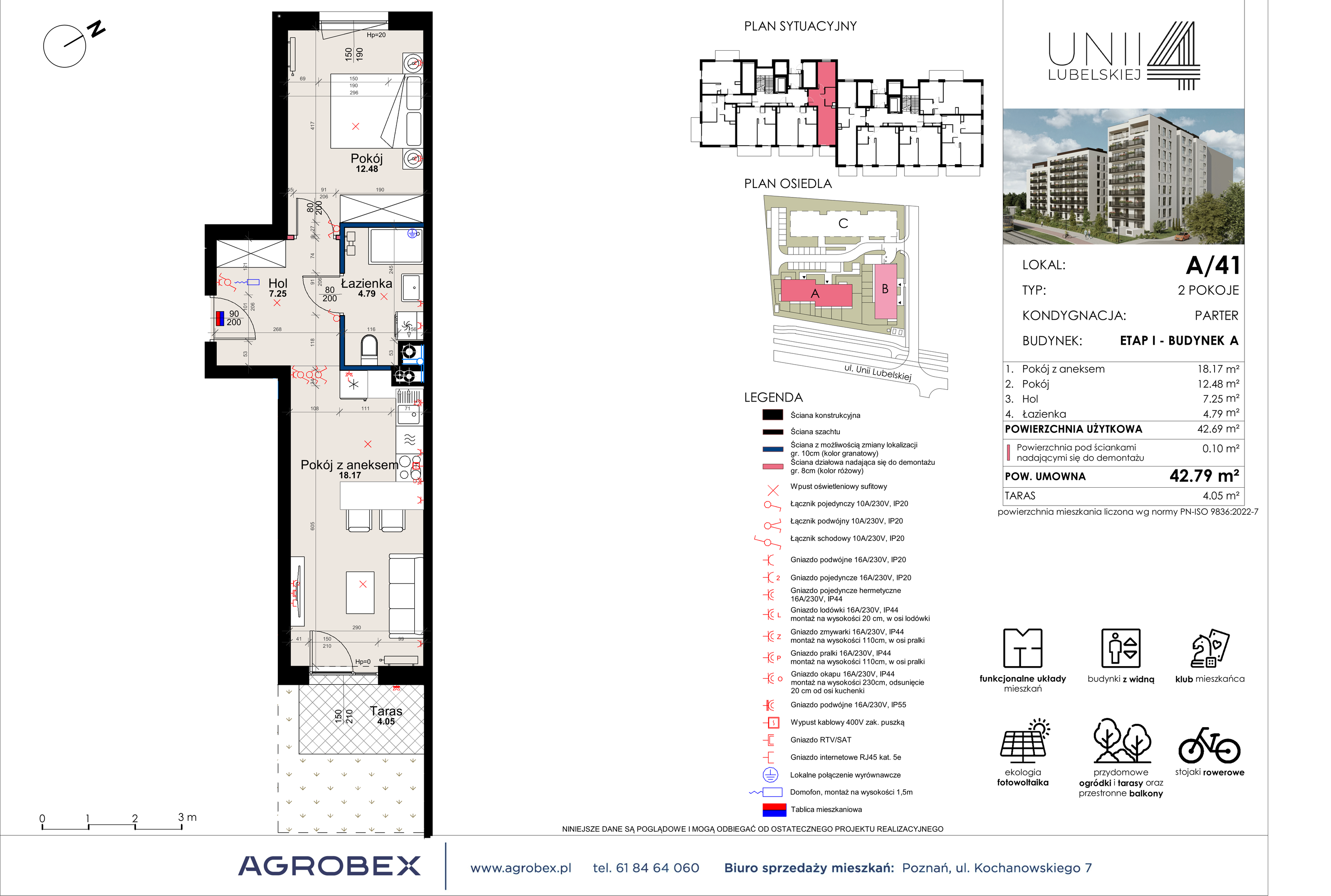 Mieszkanie 42,79 m², parter, oferta nr A/41, Unii Lubelskiej 4, Poznań, Nowe Miasto, Starołęka, ul. Unii Lubelskiej 4-idx