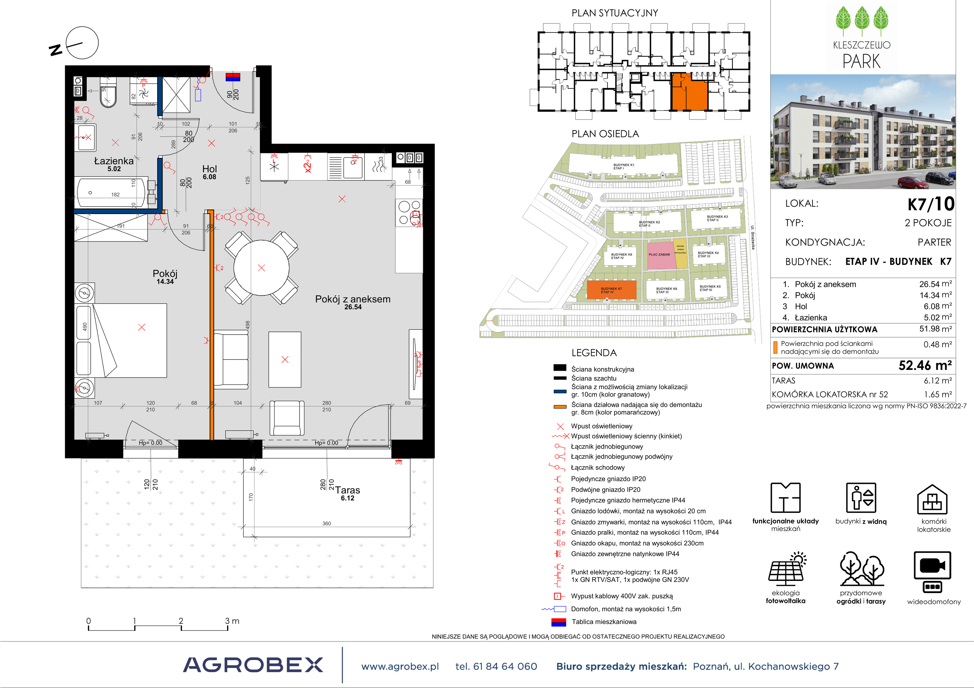 Mieszkanie 52,46 m², parter, oferta nr K7/10, Kleszczewo Park, Kleszczewo, ul. Wiesławy Szymborskiej 1-idx